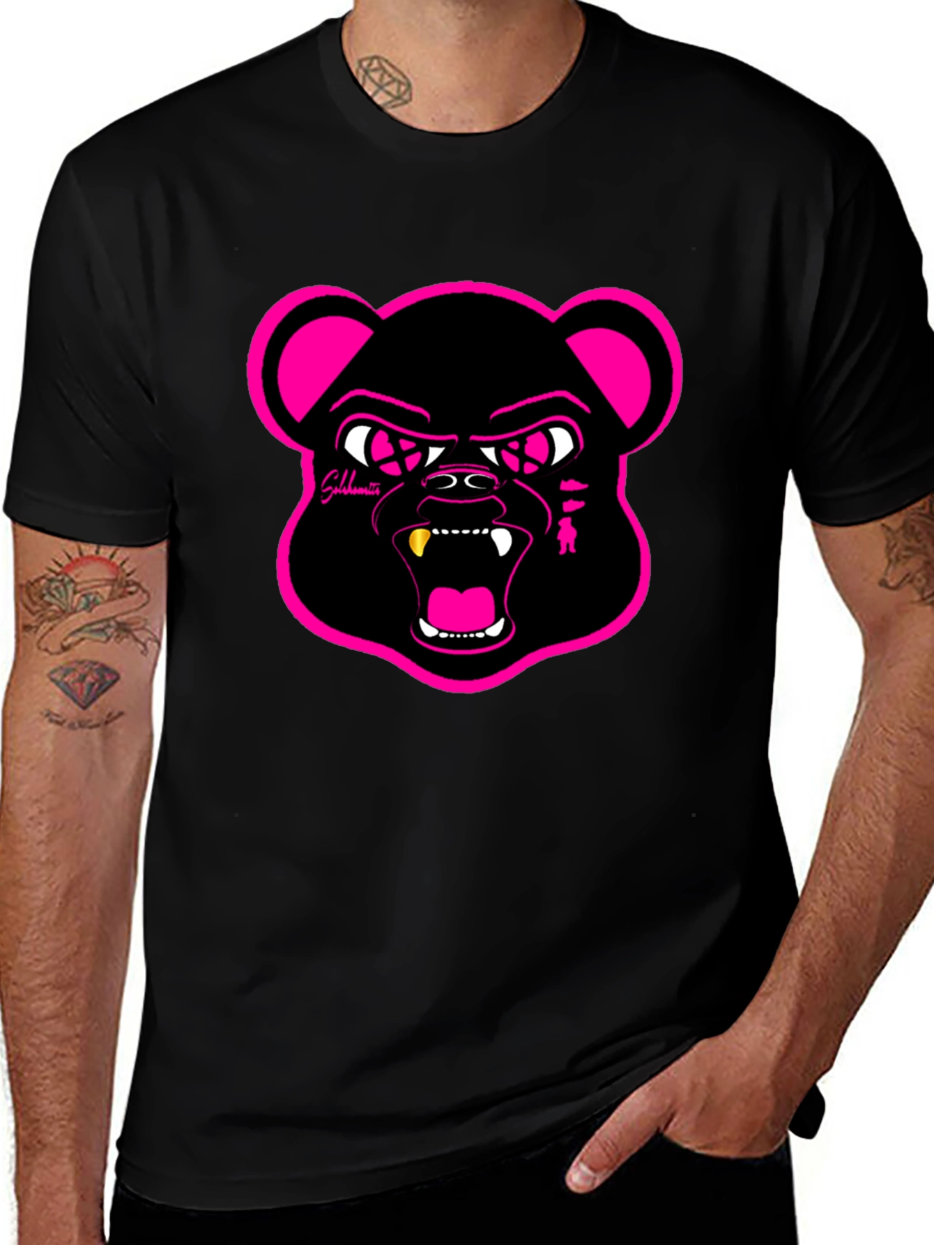 Variant 9 of Black T-Shirt with Bold Bear Graphic