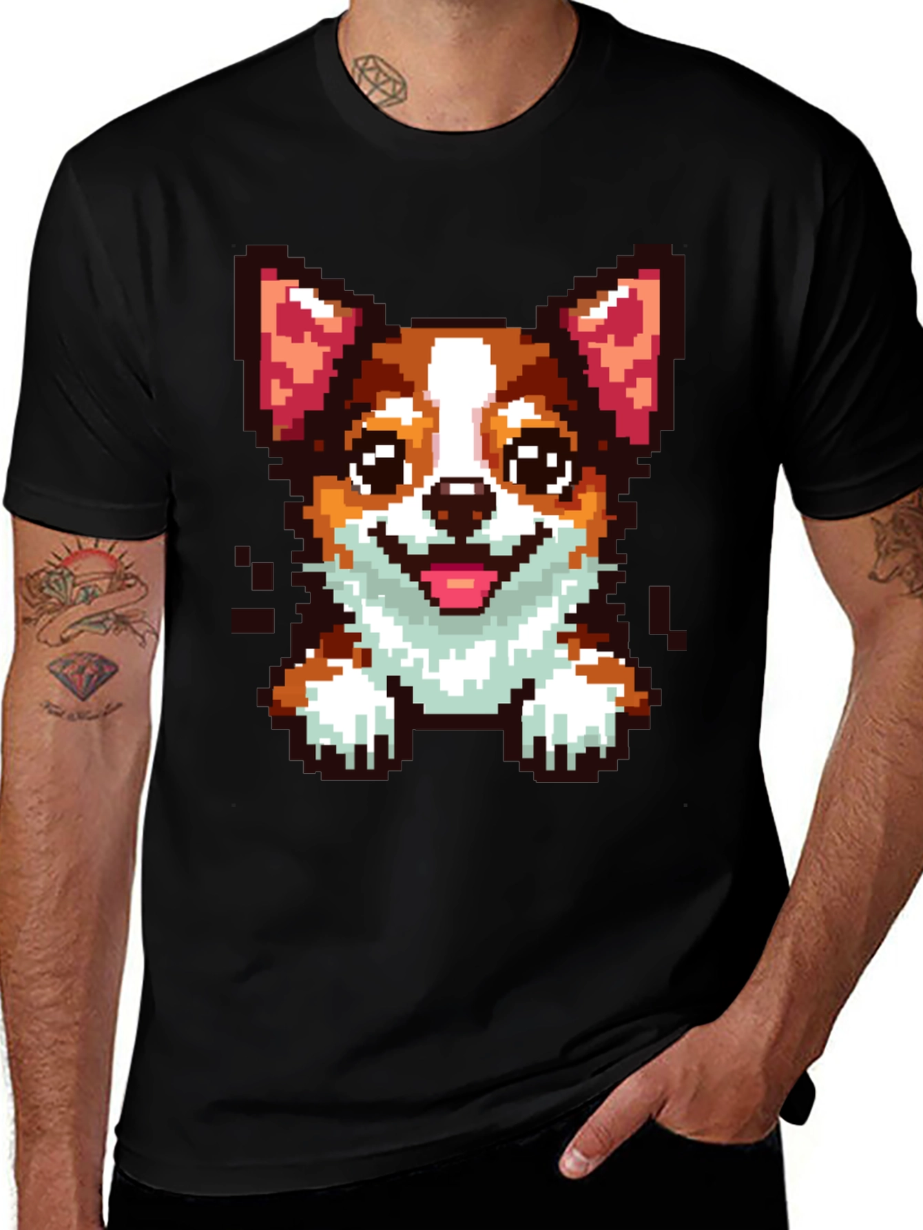 Variant 12 of Pixel Dog Graphic Tee - Cute Corgi Design