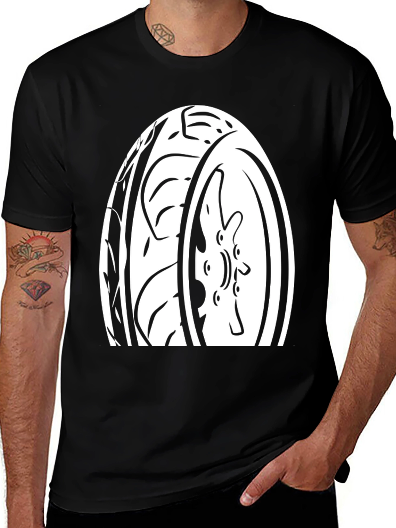 Variant 11 of Motorcycle Tire Graphic T-Shirt - Black