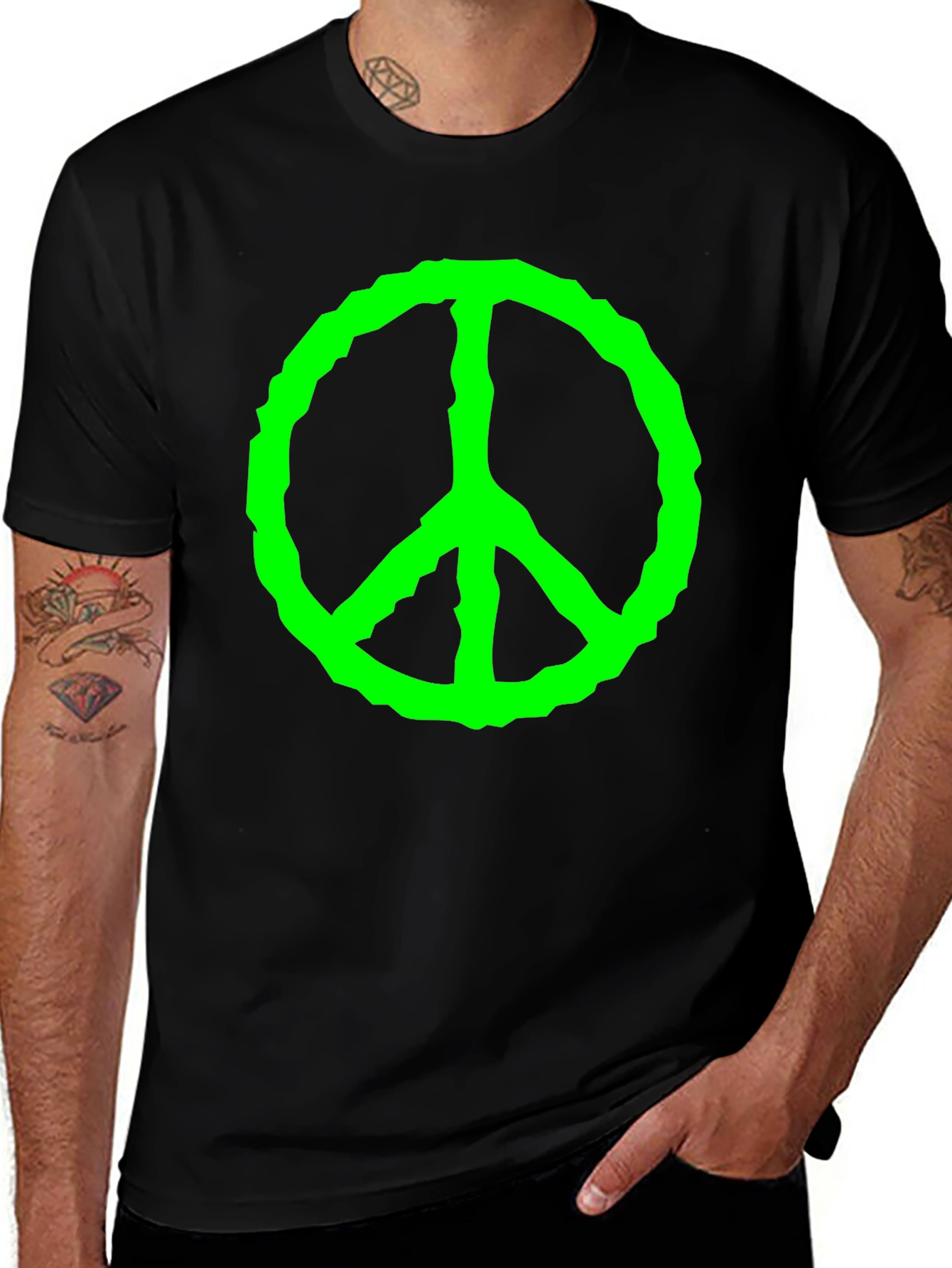 Variant 25 of Peace Sign Graphic Tee - Black