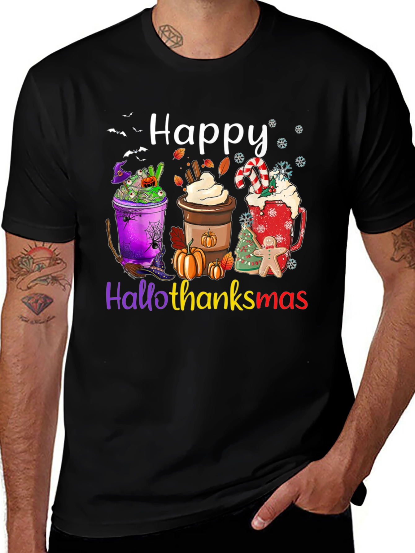 Happy Hallothanksmas Shirt, Holiday Theme, Festive Apparel
