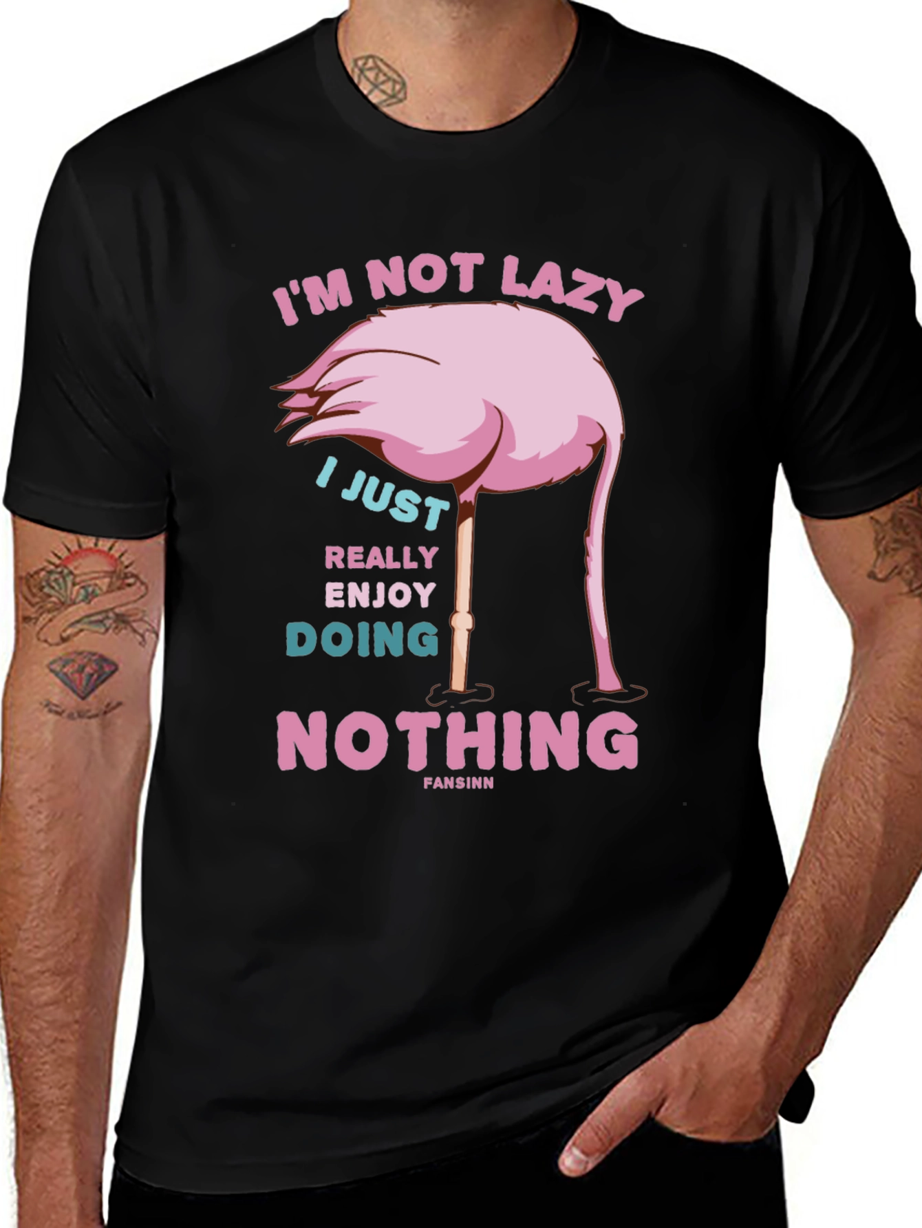 Variant 9 of Funny Flamingo T-Shirt - I'm Not Lazy