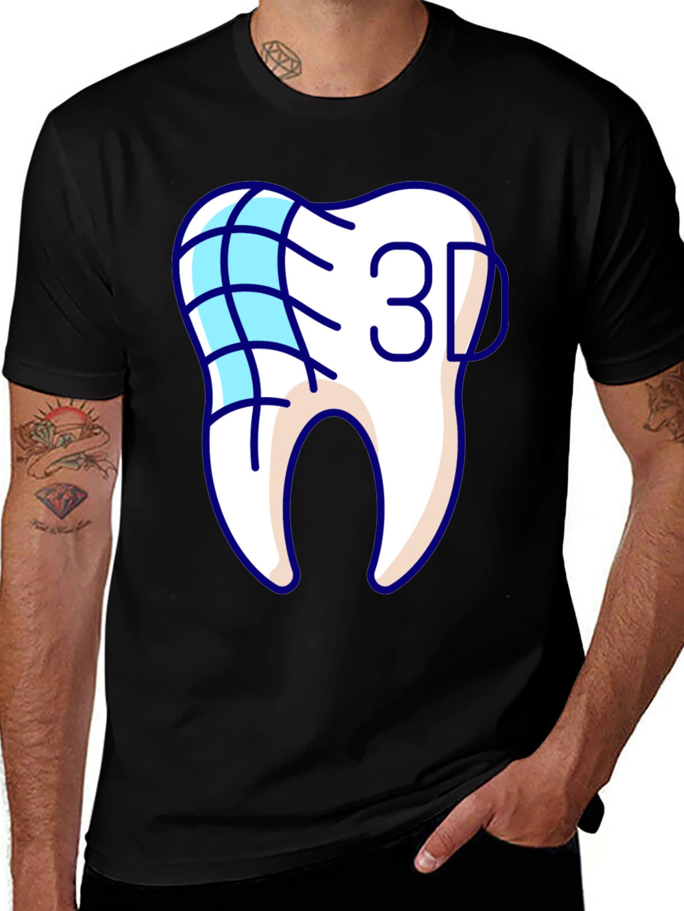 3D Tooth Graphic Tee - Dental Humor T-Shirt