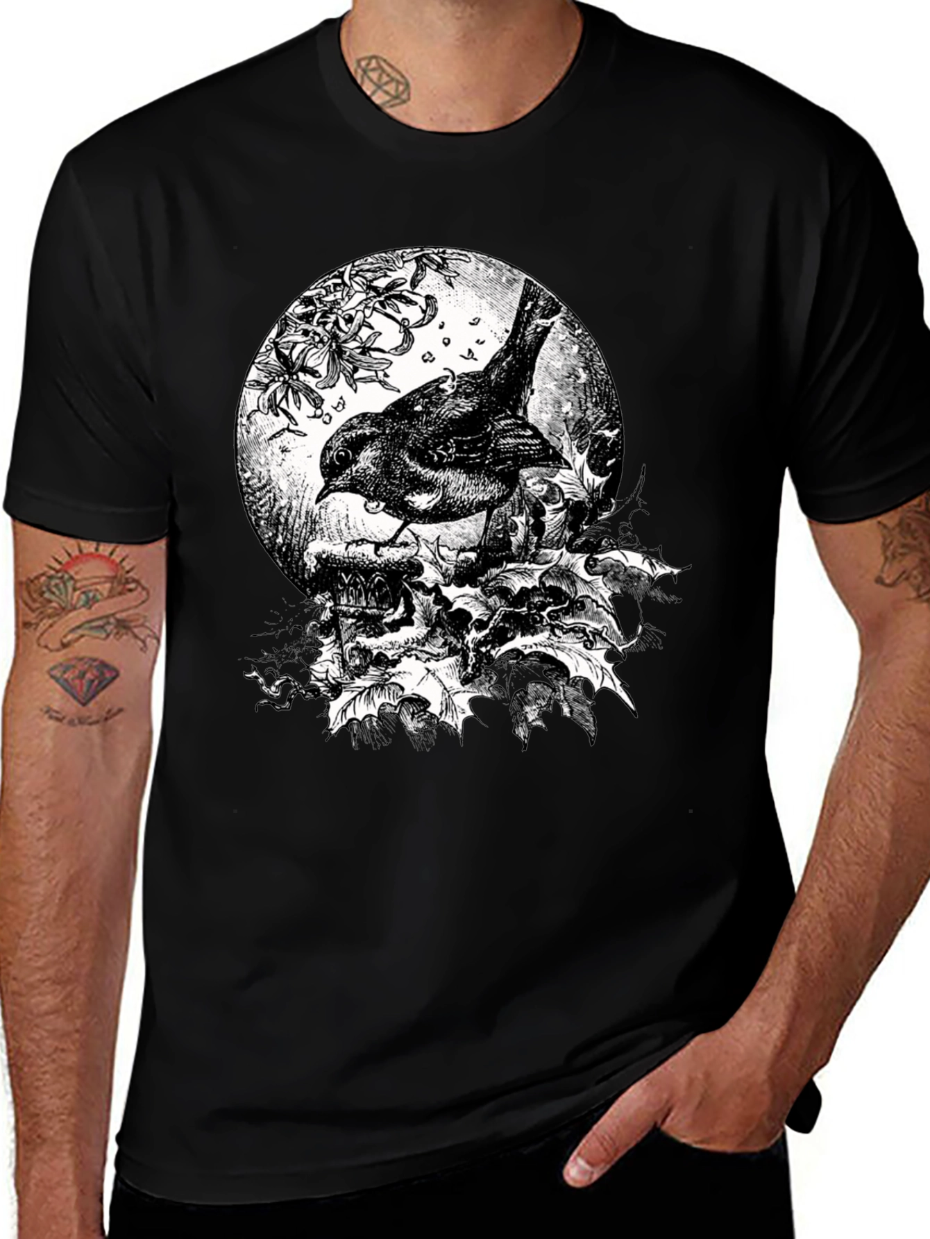 Variant 22 of Bird & Skull Graphic Tee - Black T-Shirt