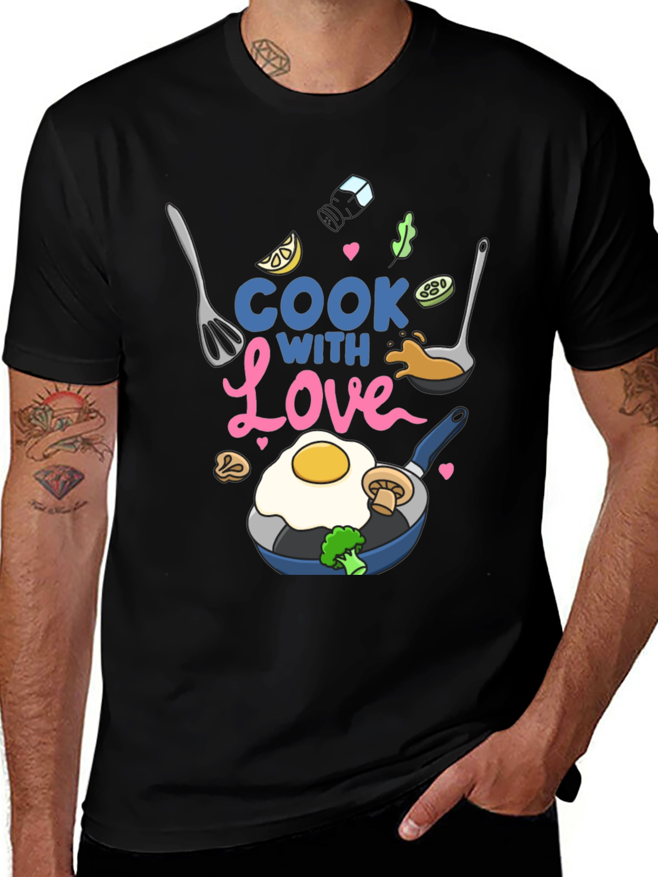 Variant 14 of Cook with Love Graphic Tee - Black