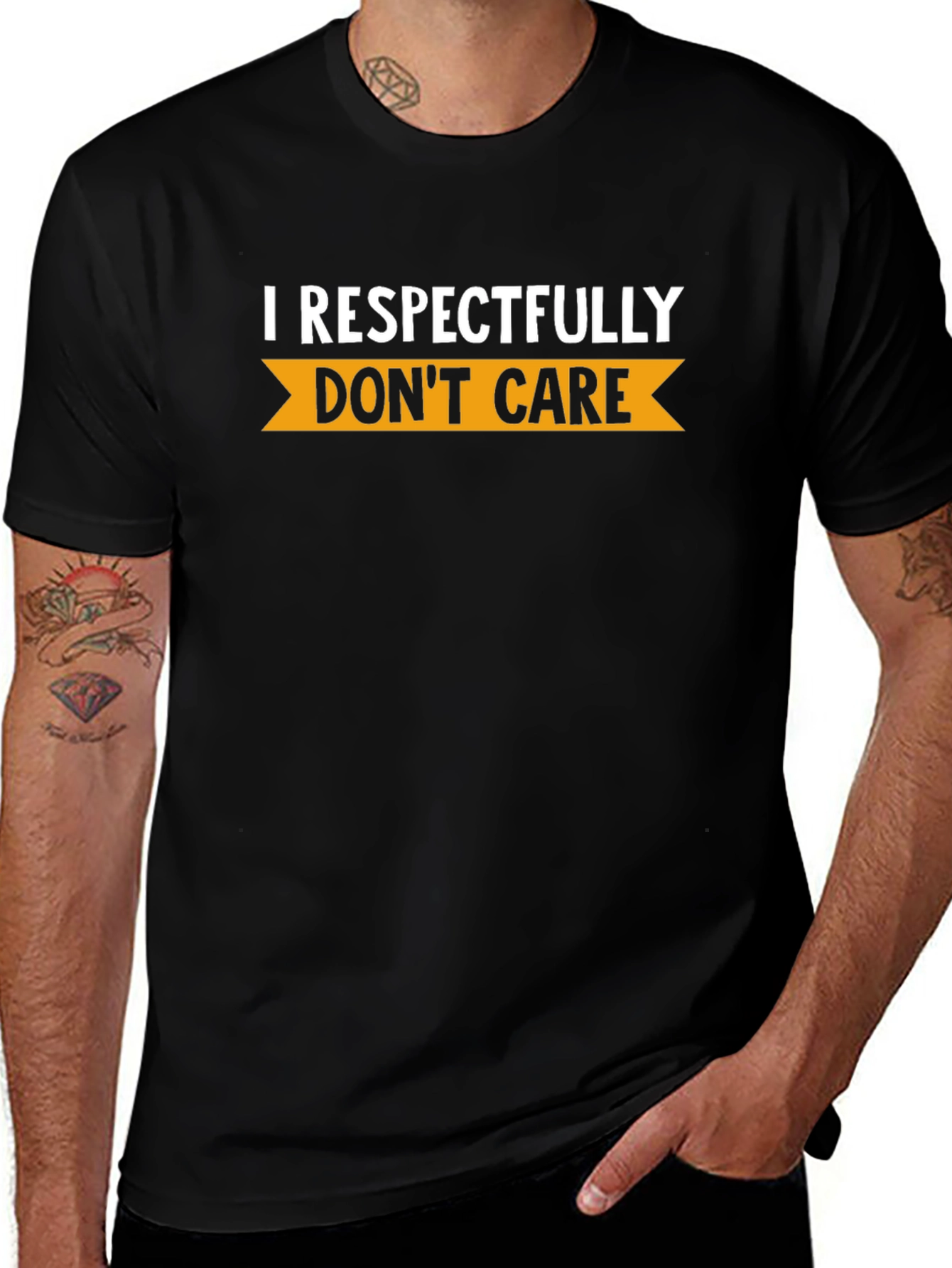 Variant 2 of Respectfully Don't Care Graphic Tee - Black T-Shirt