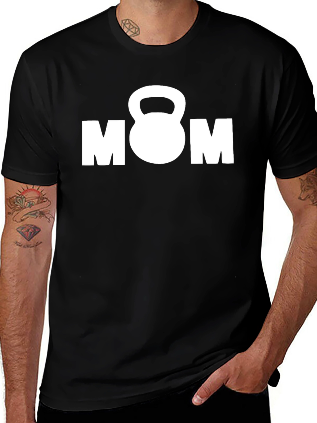 Variant 6 of Fitness Mom Black T-Shirt - Kettlebell Graphic
