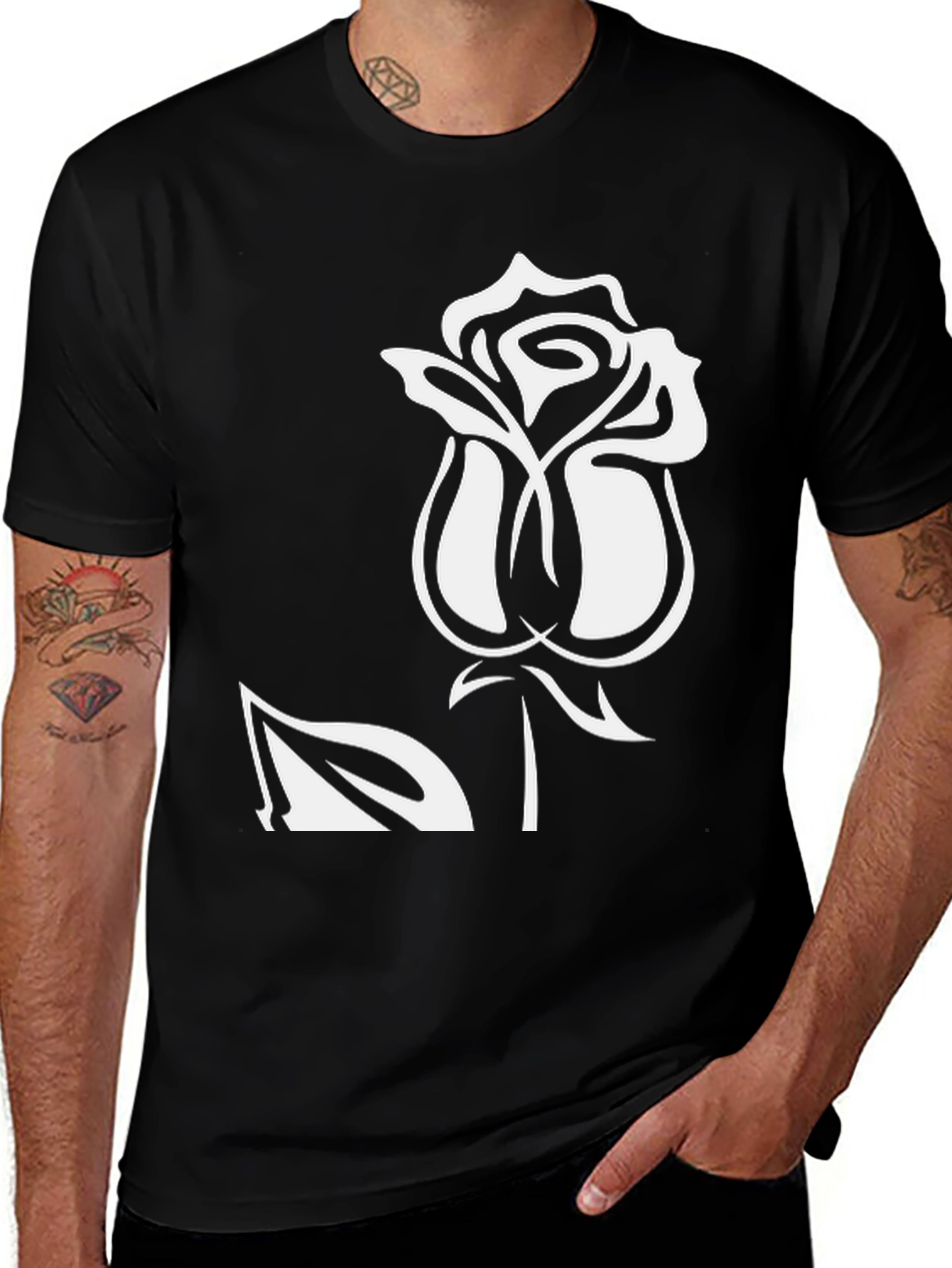 Variant 16 of Black Rose Graphic Tee - Stylish Men's Casual Top