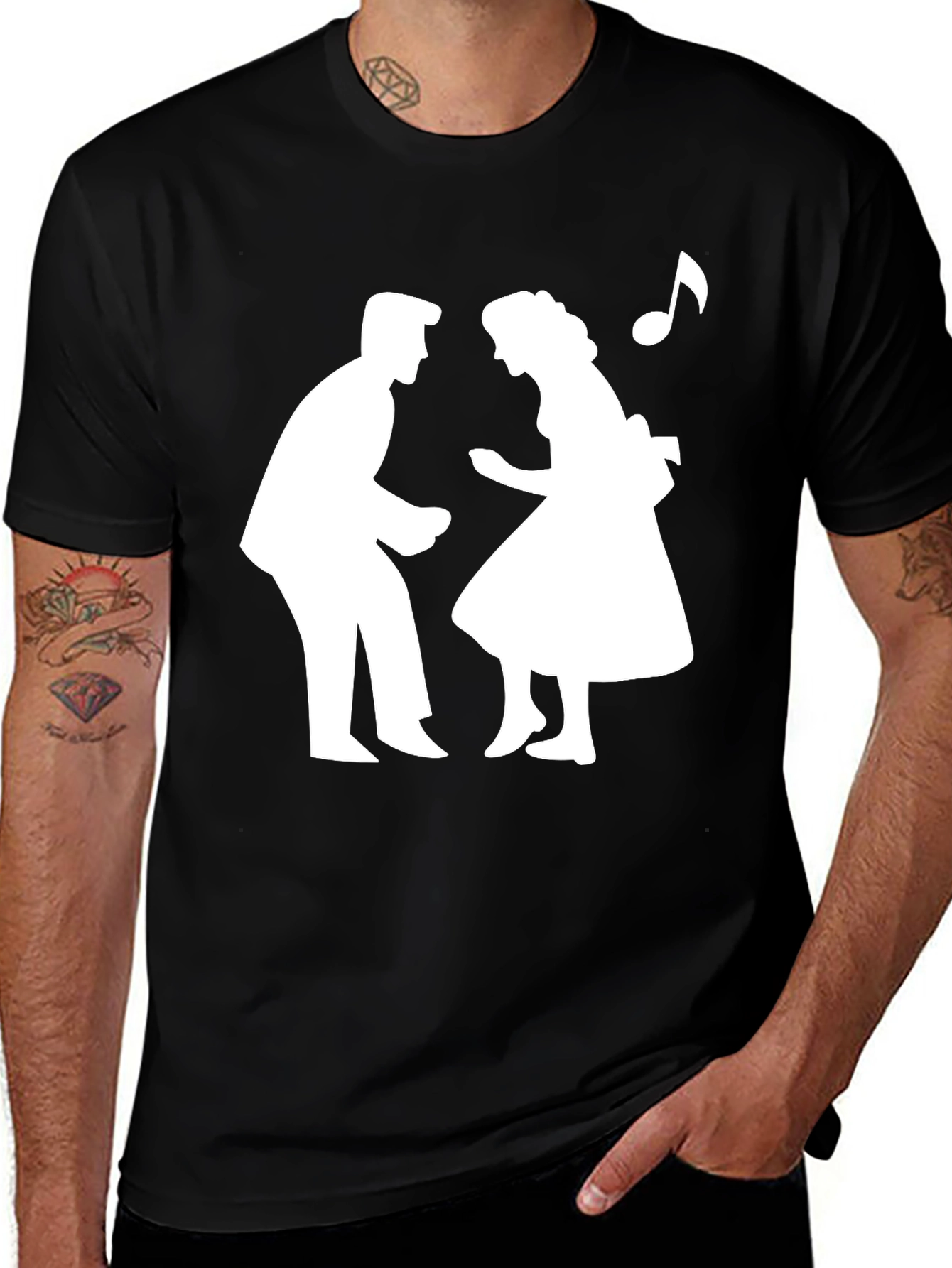 Variant 18 of Retro Dance T-Shirt - Black Cotton Tee