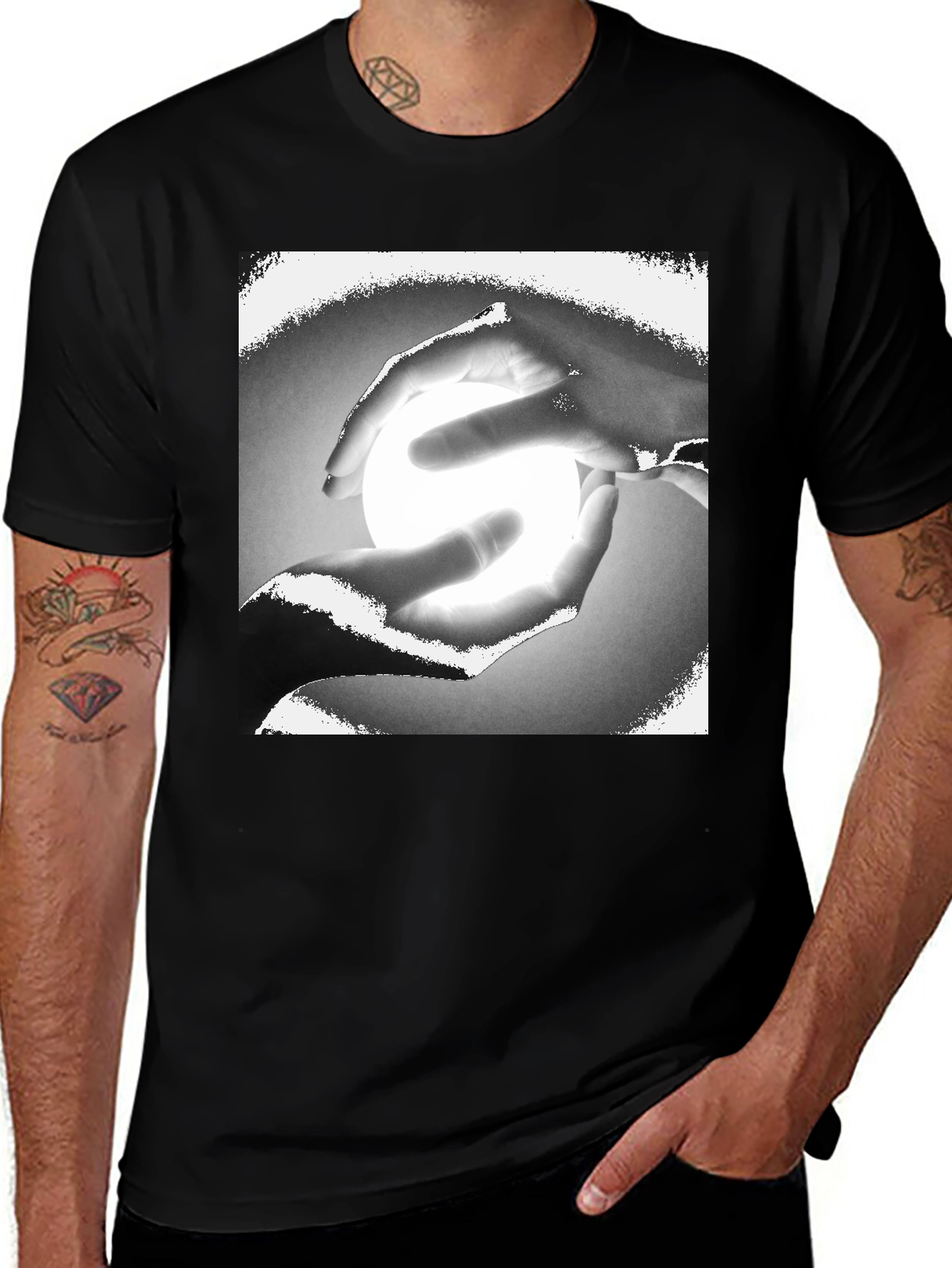 Variant 7 of Mystic Hands Graphic Tee - Unisex Black T-Shirt