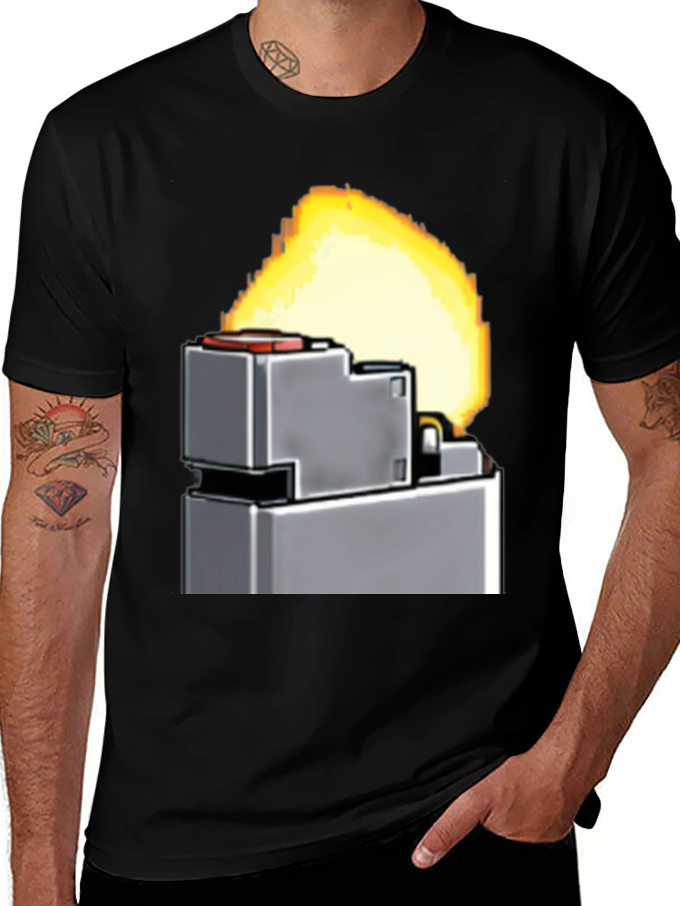 Variant 20 of Pixel Lighter Graphic Tee - Black