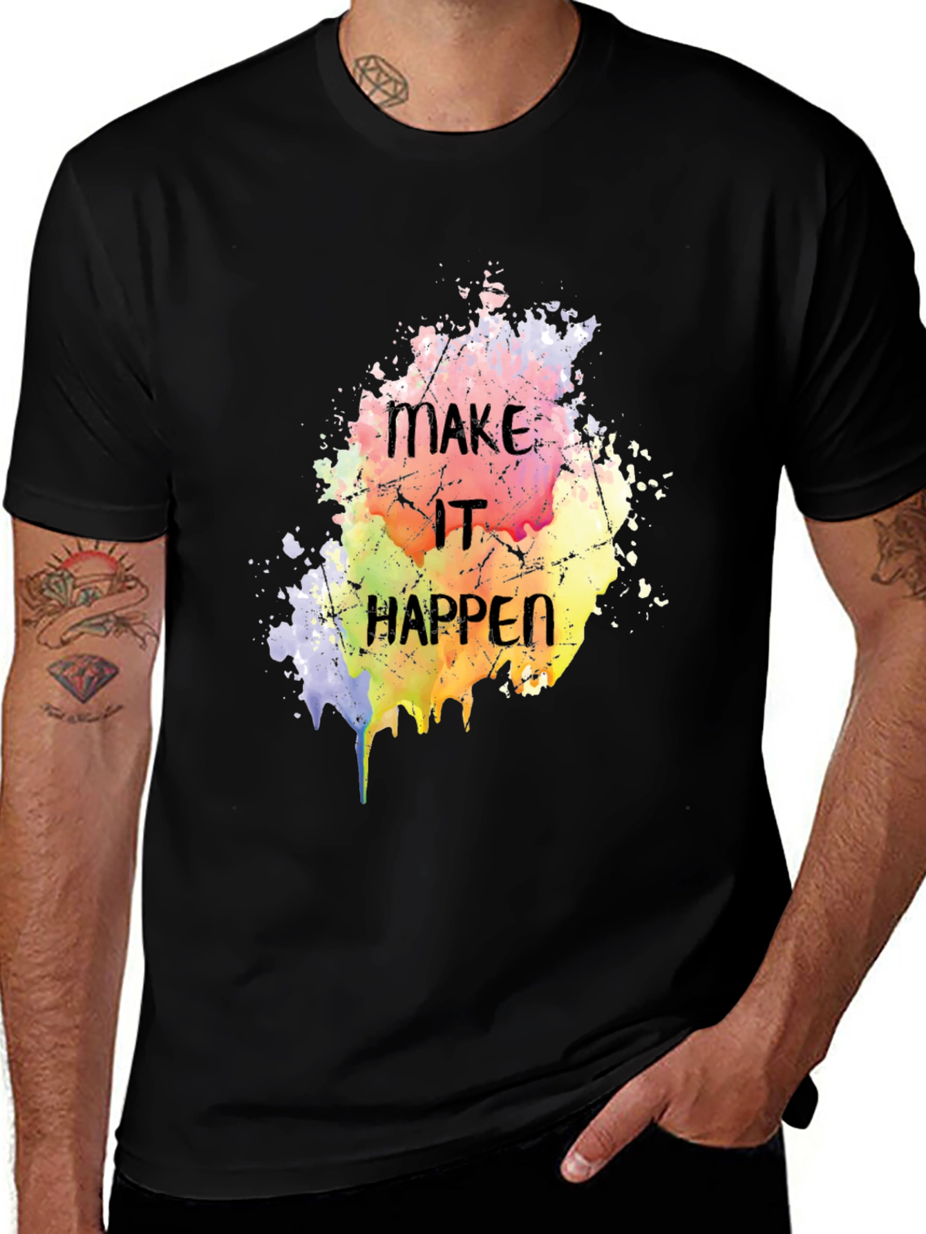 Make It Happen T-Shirt - Watercolor Motivational Tee