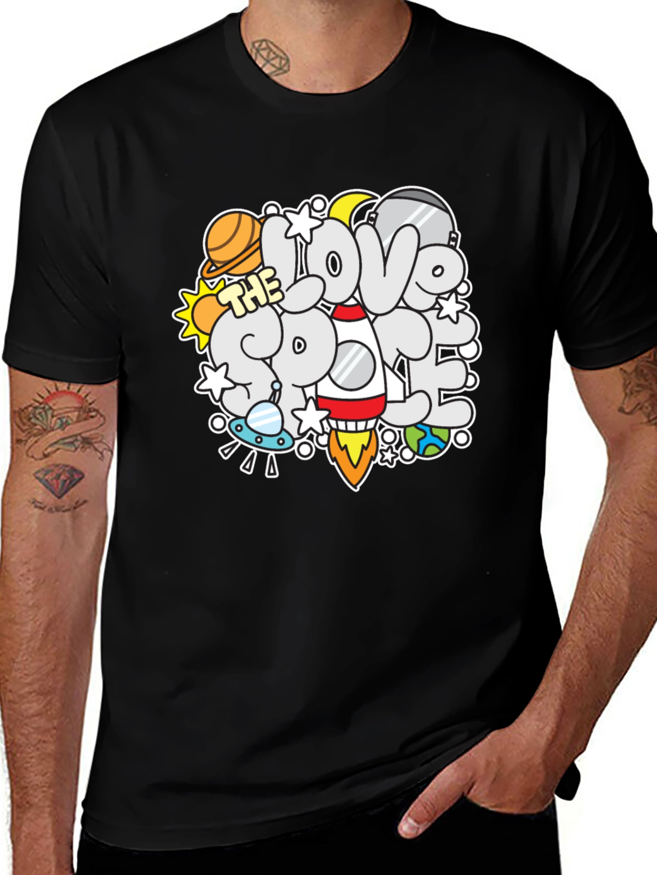Variant 6 of I Love the Space T-Shirt: Planet, Rocket Graphic Tee