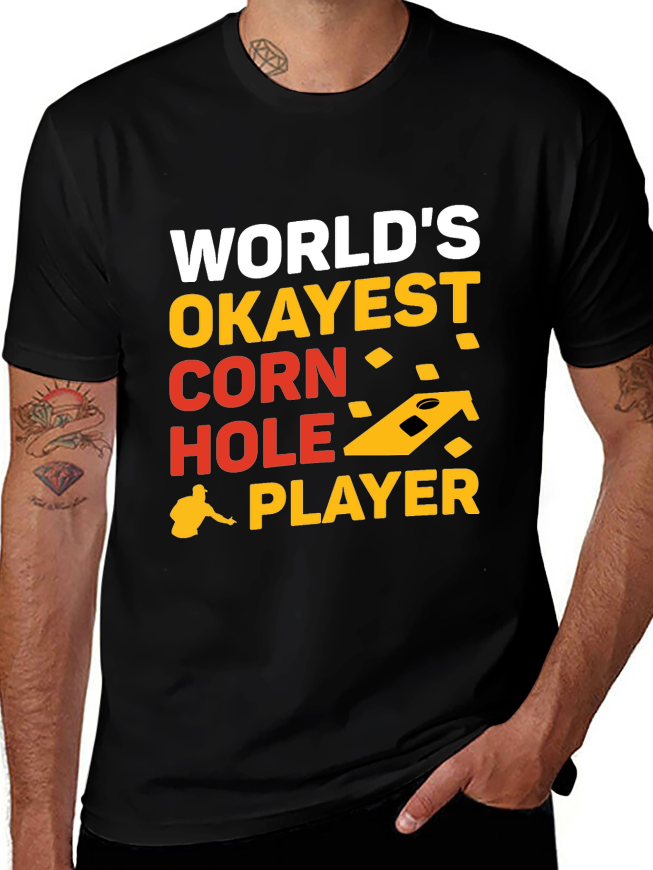 Variant 12 of World's Okayest Corn Hole Player Graphic Tee