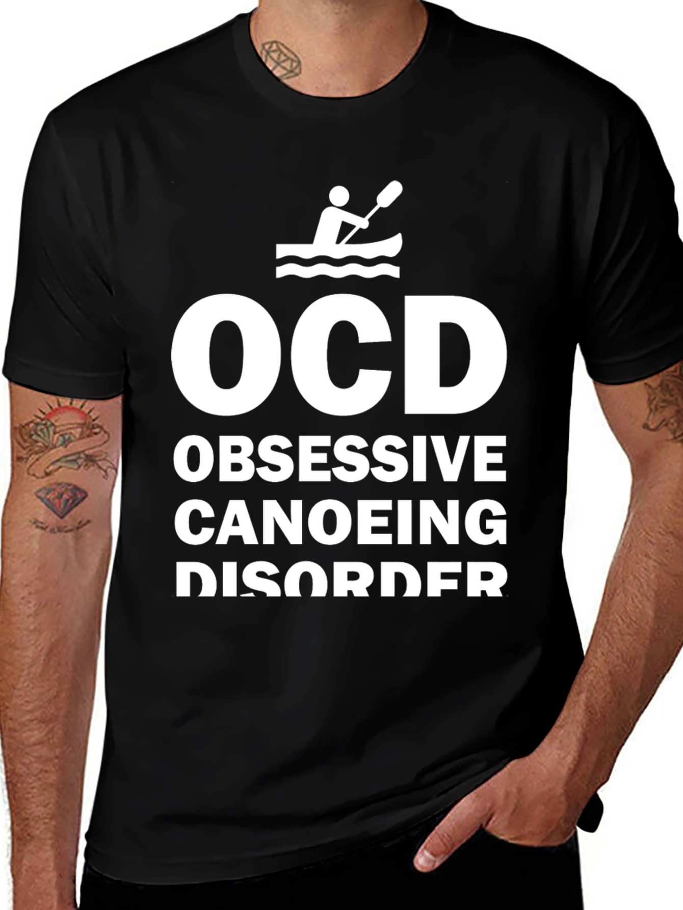 Black OCD Obsessive Canoeing Disorder Novelty T-Shirt main image