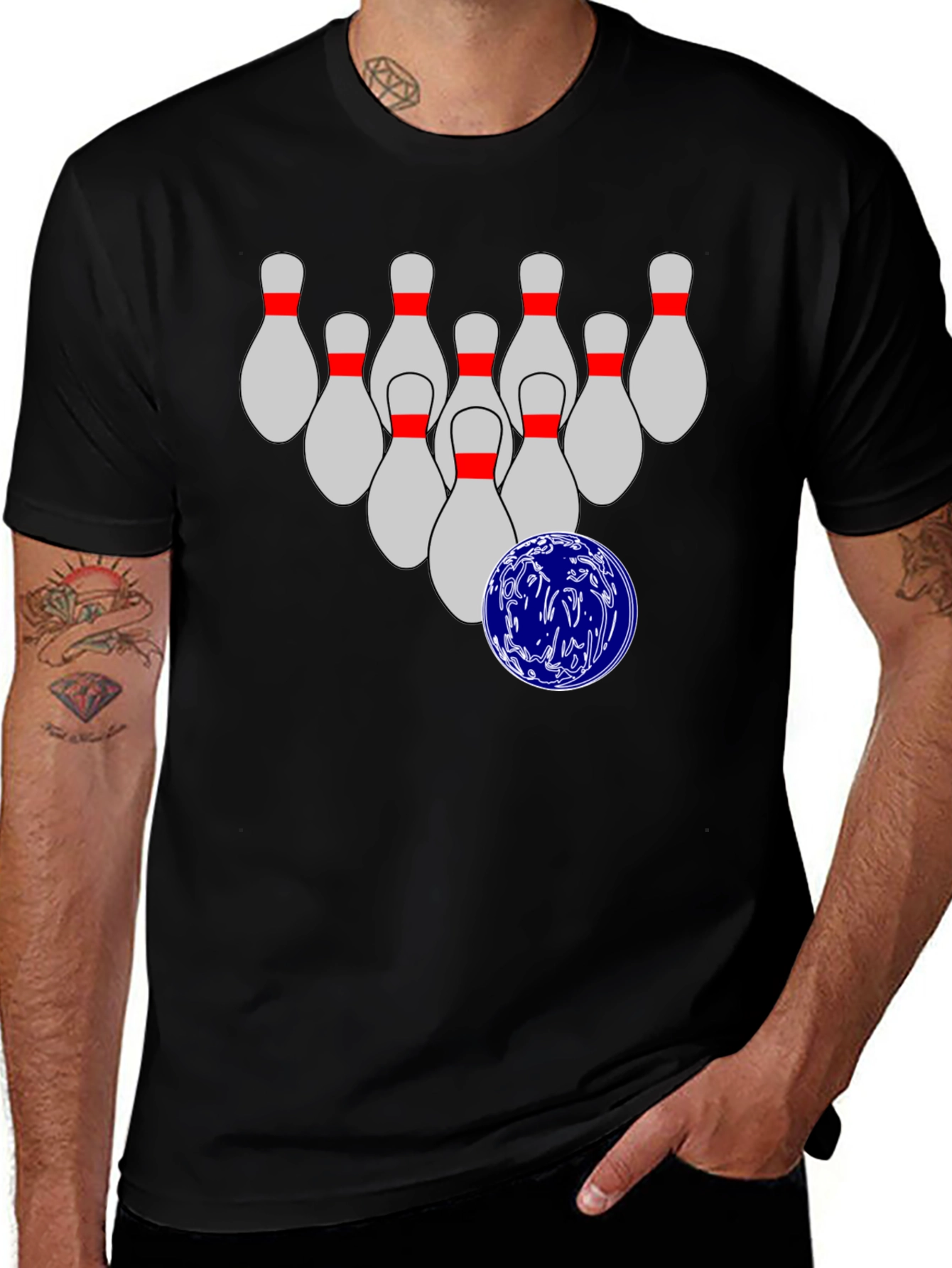 Variant 21 of Bowling Pins & Ball Graphic T-Shirt