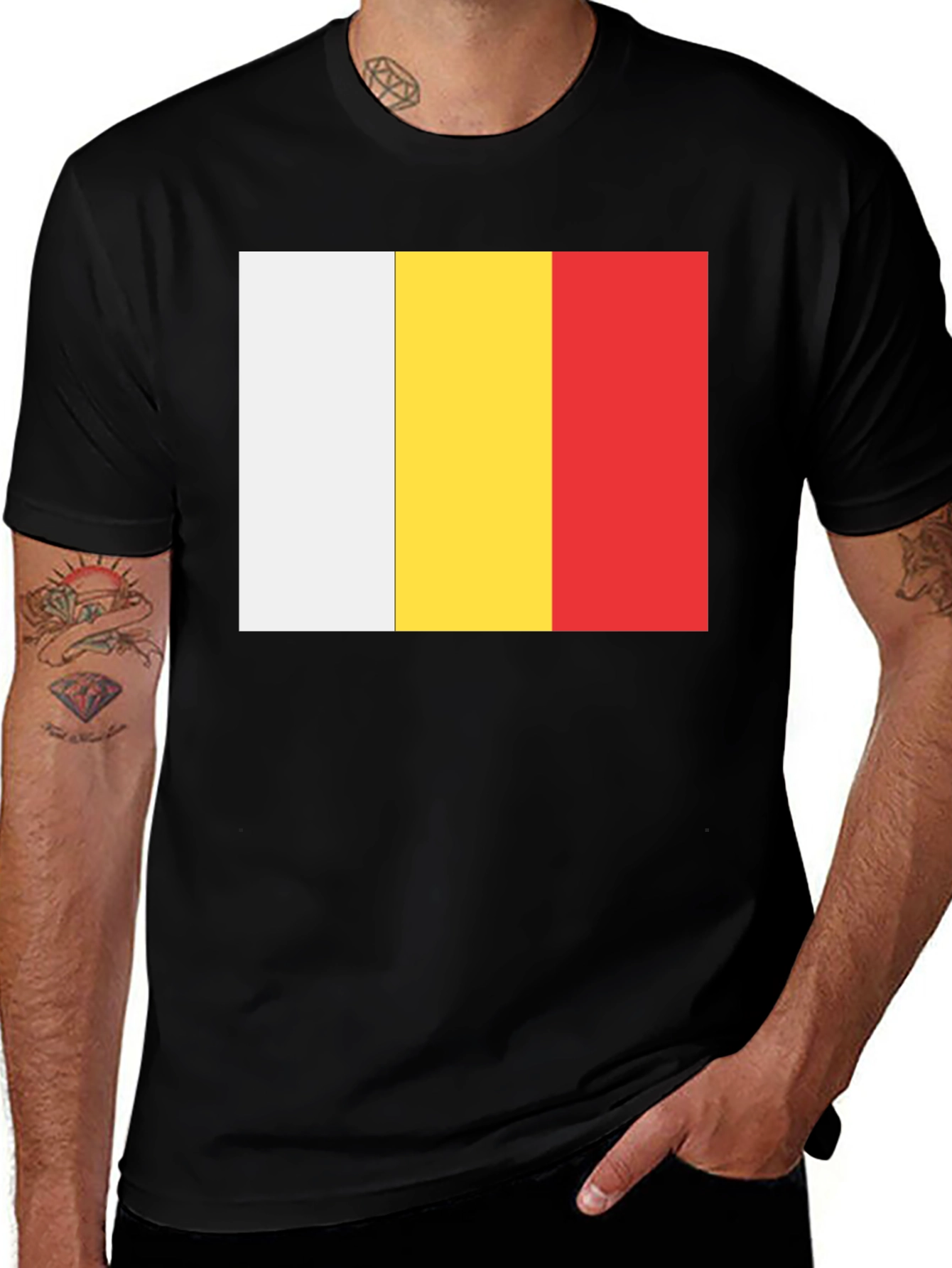 Variant 24 of White, Yellow, and Red Striped T-Shirt