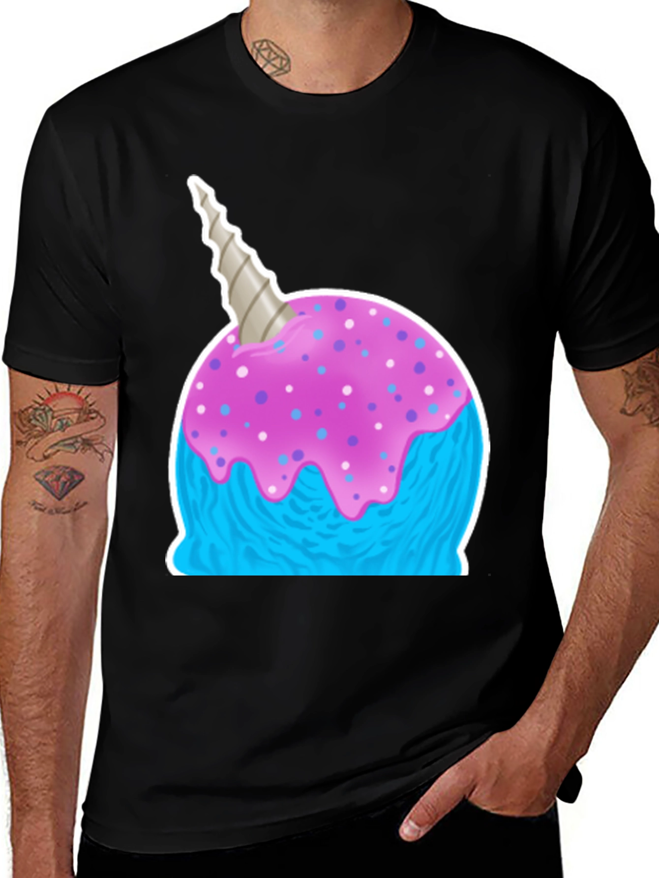 Variant 5 of Narwhal Ice Cream Graphic Tee - Fun Novelty Shirt