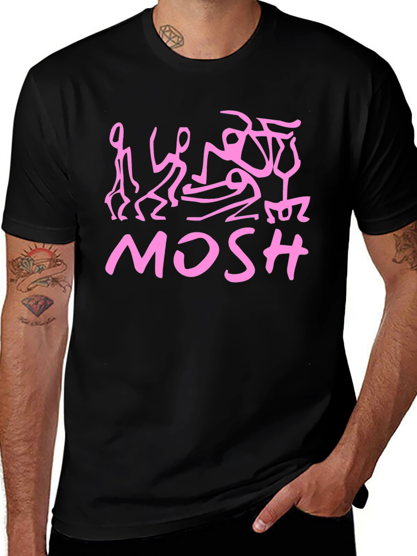 Variant 15 of Black Mosh Graphic Tee - Unique Pink Design