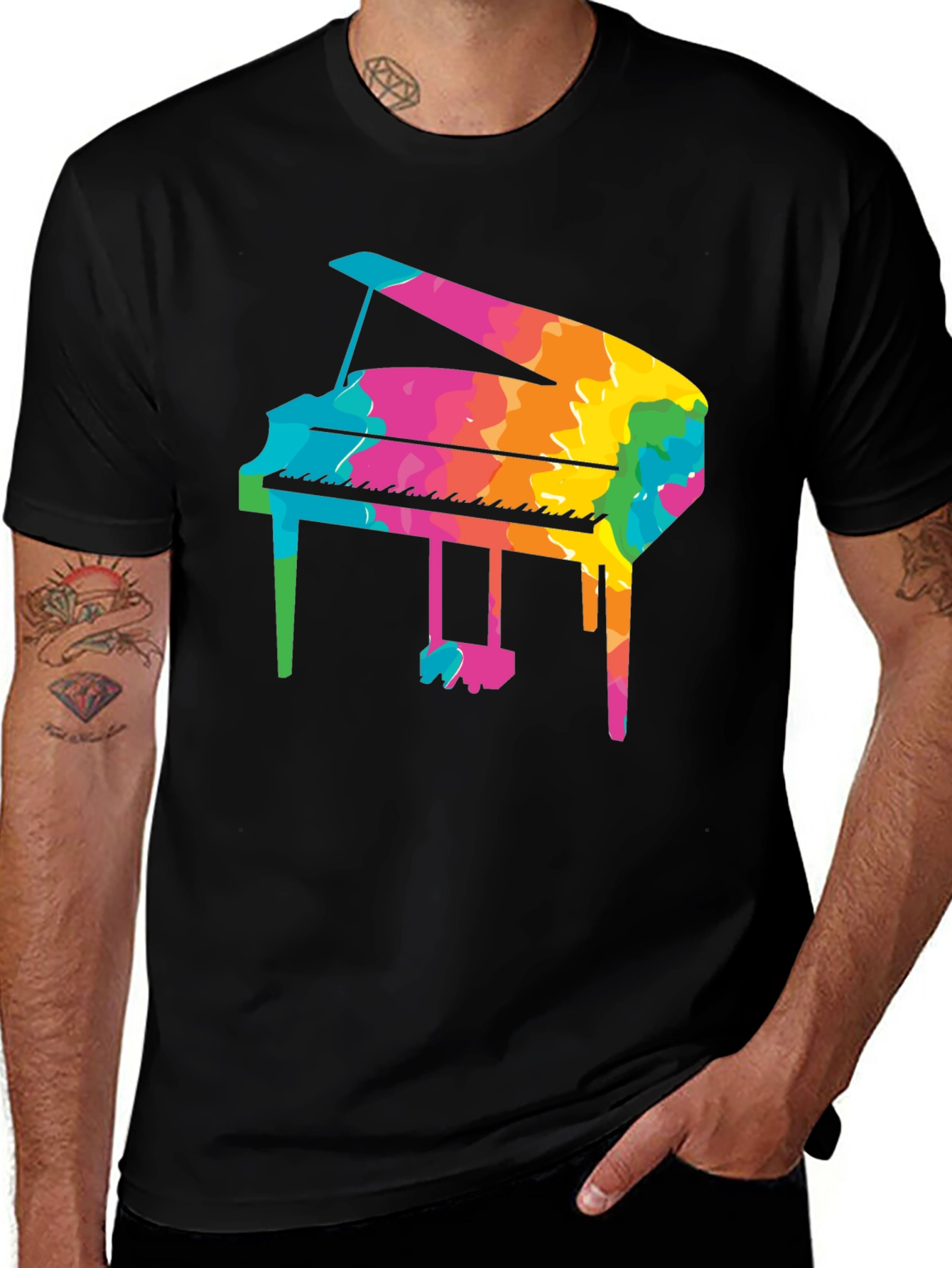 Variant 11 of Colorful Grand Piano Graphic Tee - Music Lover's T-Shirt