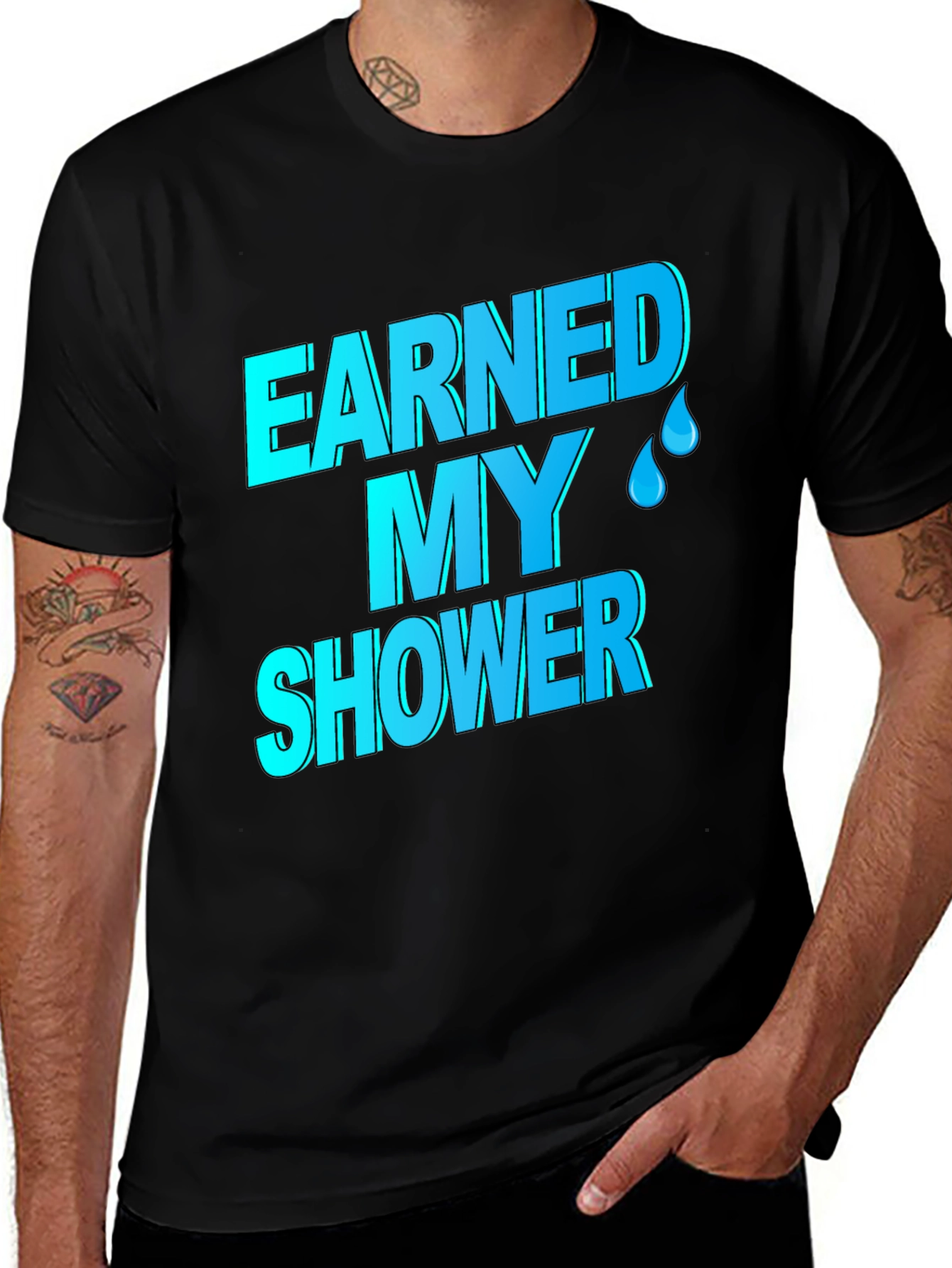 Variant 12 of Earned My Shower T-Shirt - Humorous Fitness Apparel