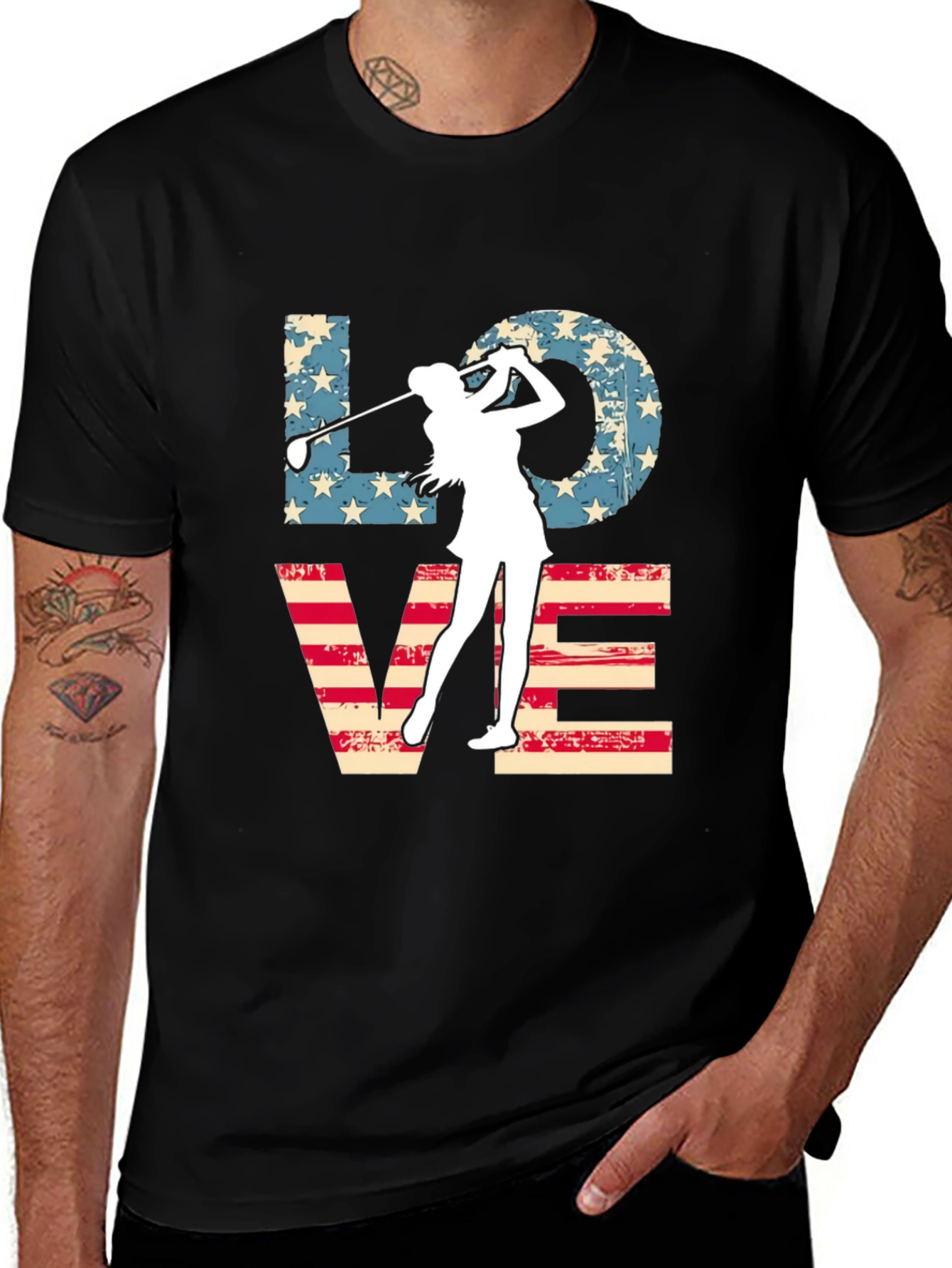 Variant 11 of Golf Lover Graphic Tee - Patriotic Design