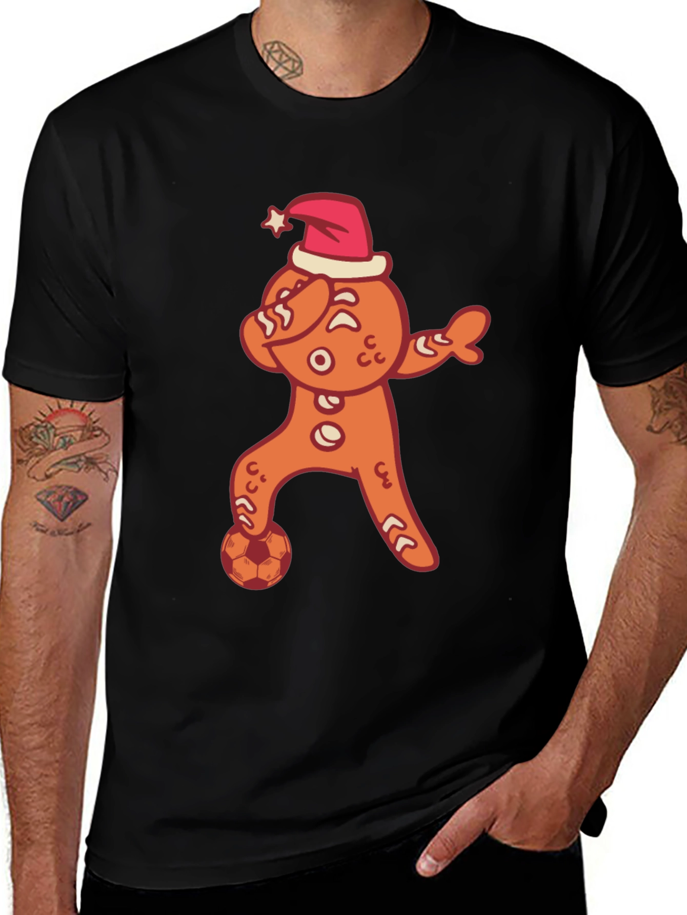 Variant 29 of Gingerbread Man Dab Soccer Christmas T-Shirt
