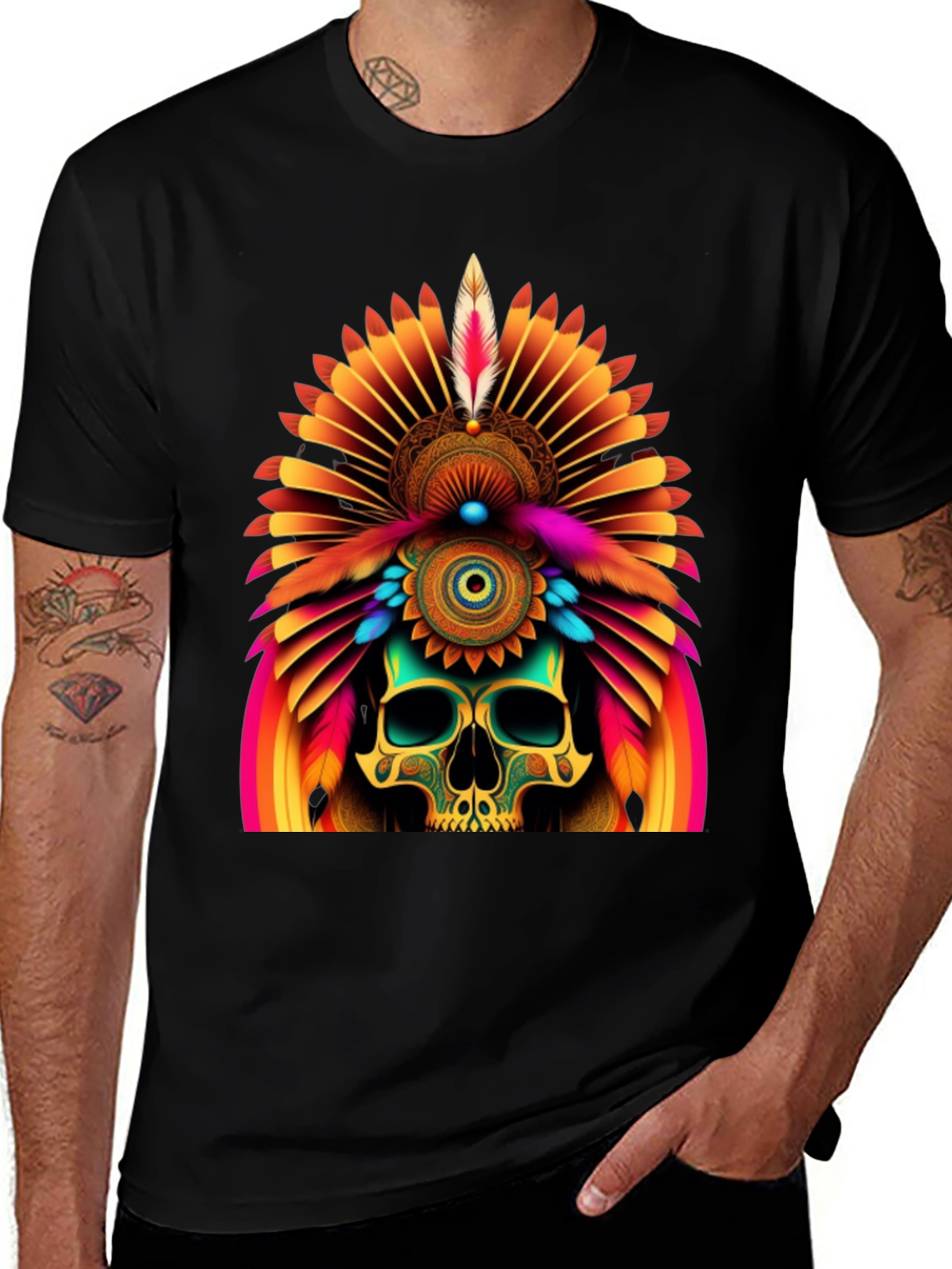 Variant 16 of Skull Chief Headdress Graphic Tee