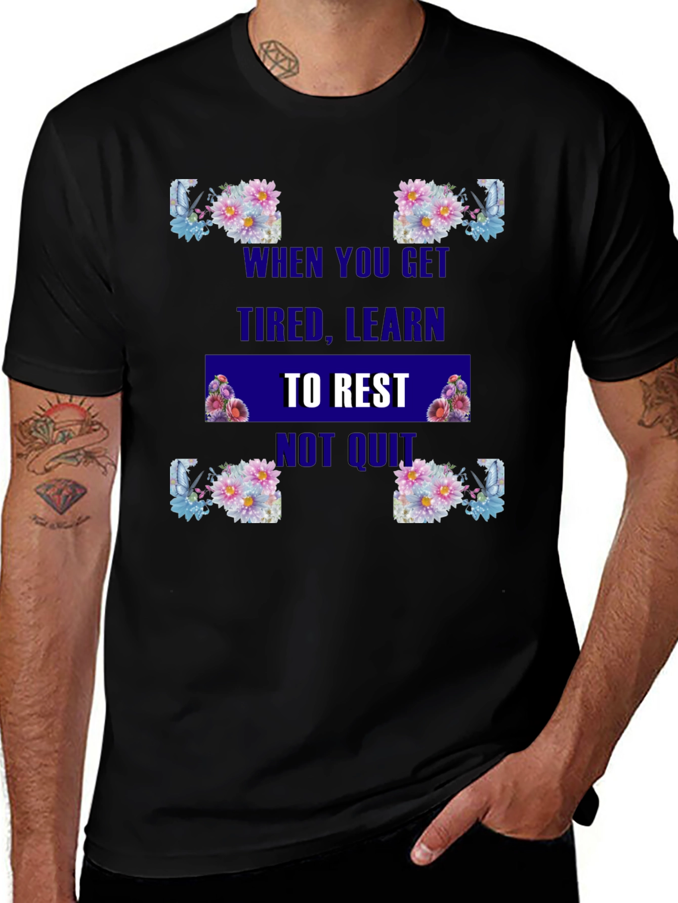 Variant 12 of Floral 'Rest Not Quit' Graphic Tee