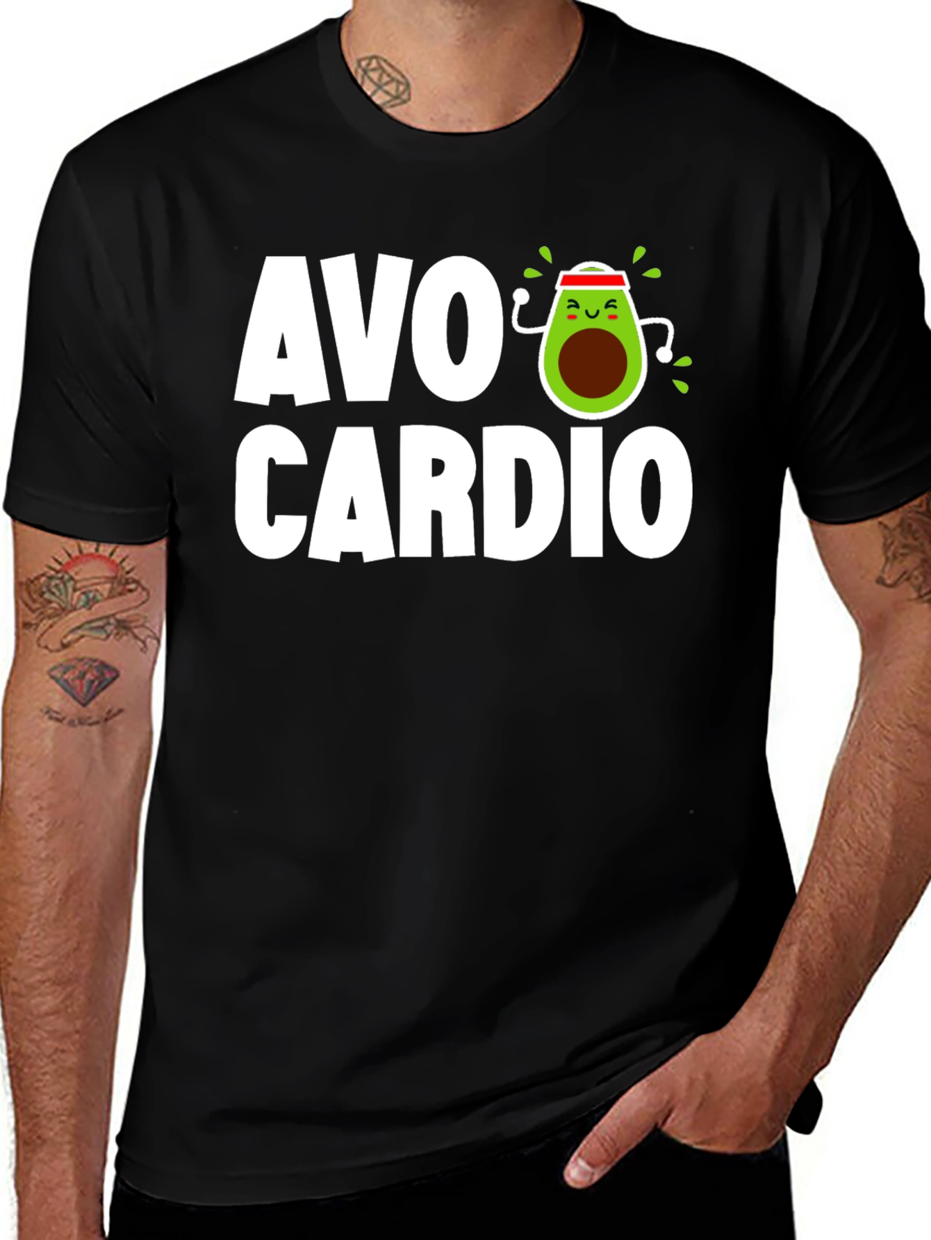 Variant 9 of Avo Cardio Funny Avocado Workout Graphic T-Shirt