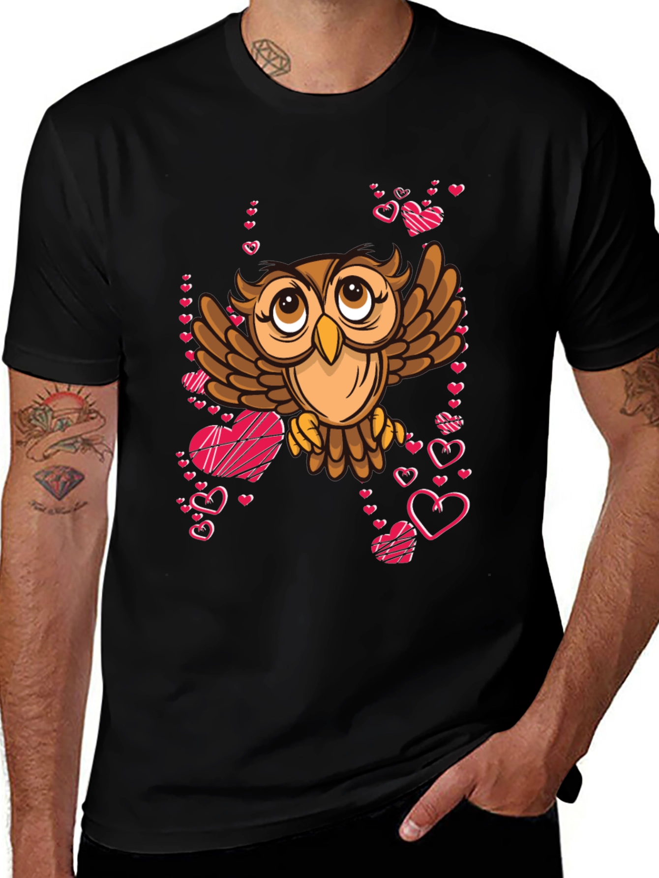 Variant 13 of Owl and Hearts Graphic Tee