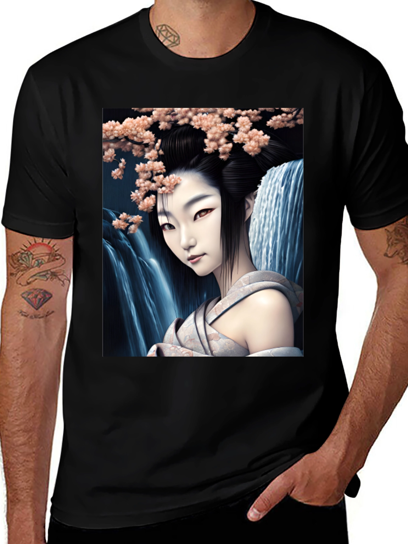 Variant 27 of Artistic Geisha Graphic T-Shirt - Black