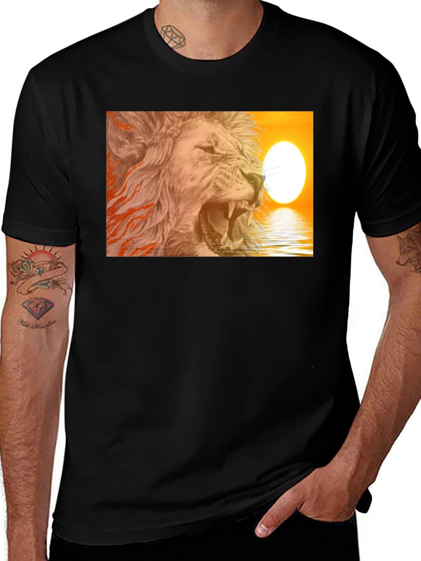 Variant 22 of Lion Sunset Graphic Tee - Fierce Style