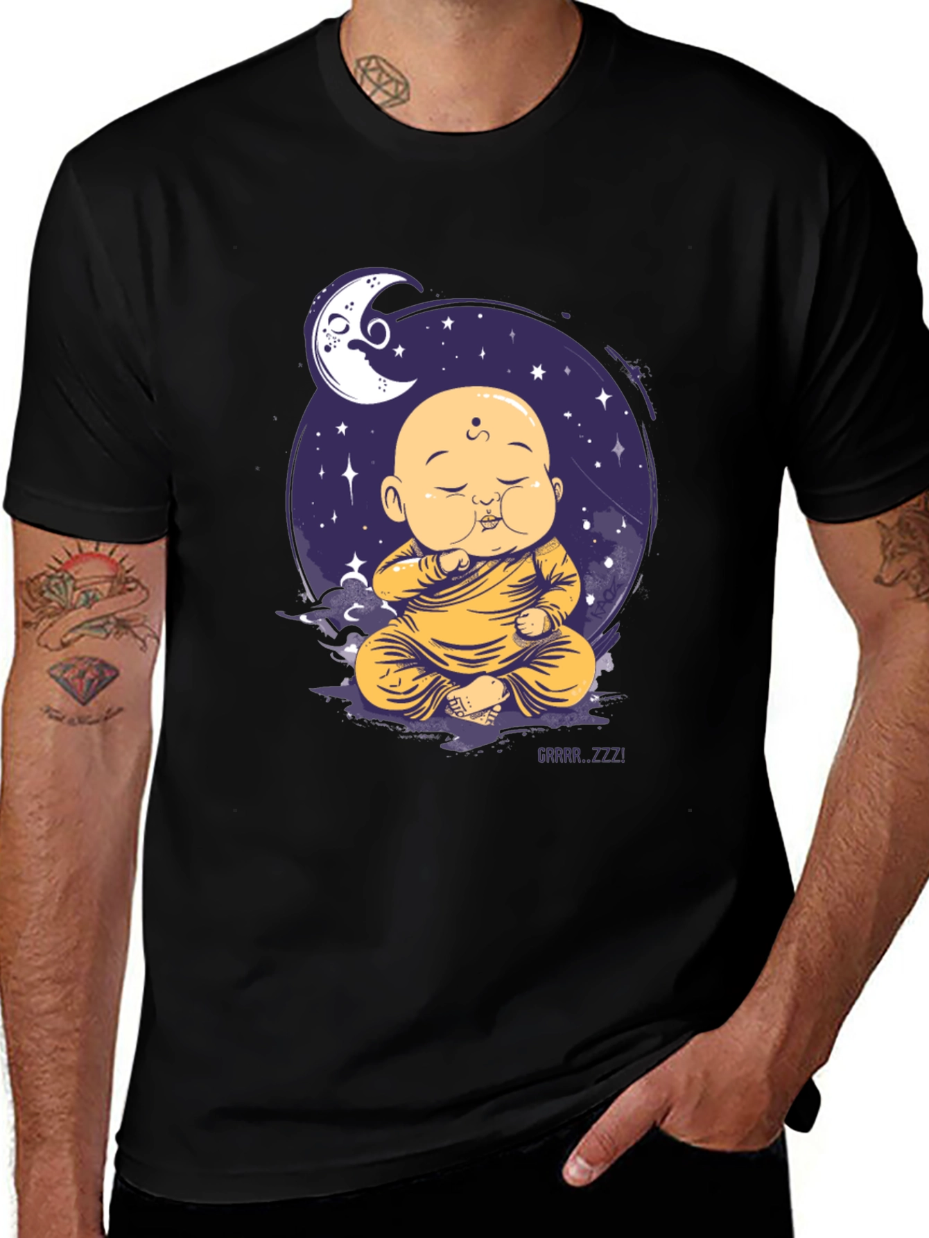 Variant 16 of Zen Monk Moon T-Shirt - Sleepy Buddha Design