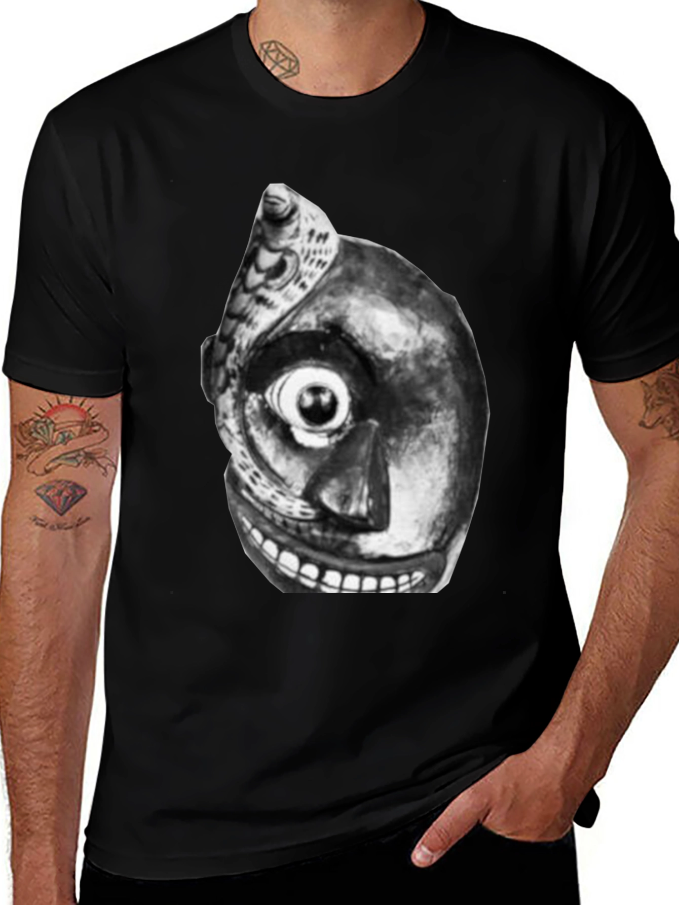 Variant 19 of Unique Graphic Tee - Black T-Shirt with Abstract Art