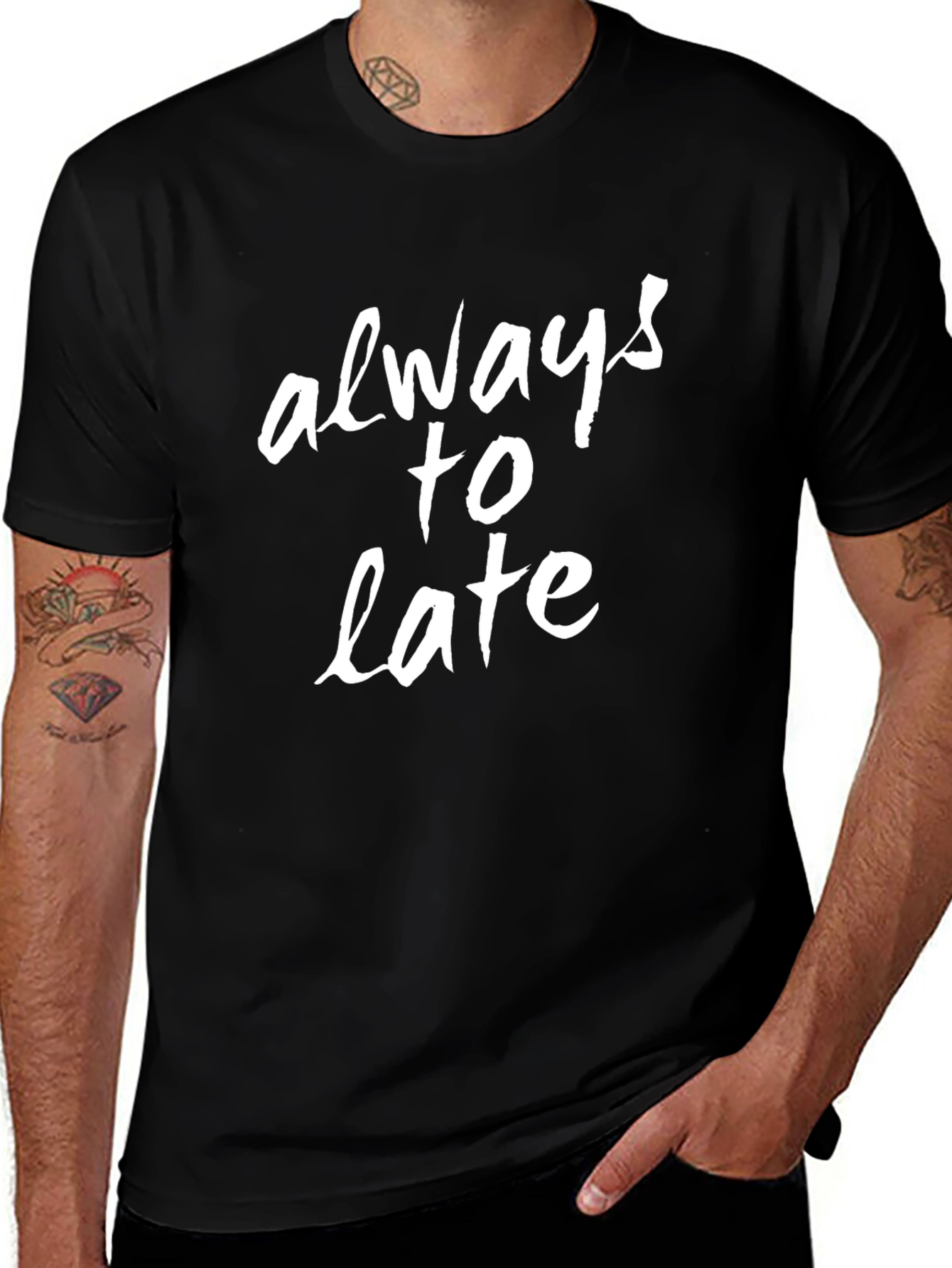 Variant 17 of Always Too Late Graphic Tee - Black Casual Shirt
