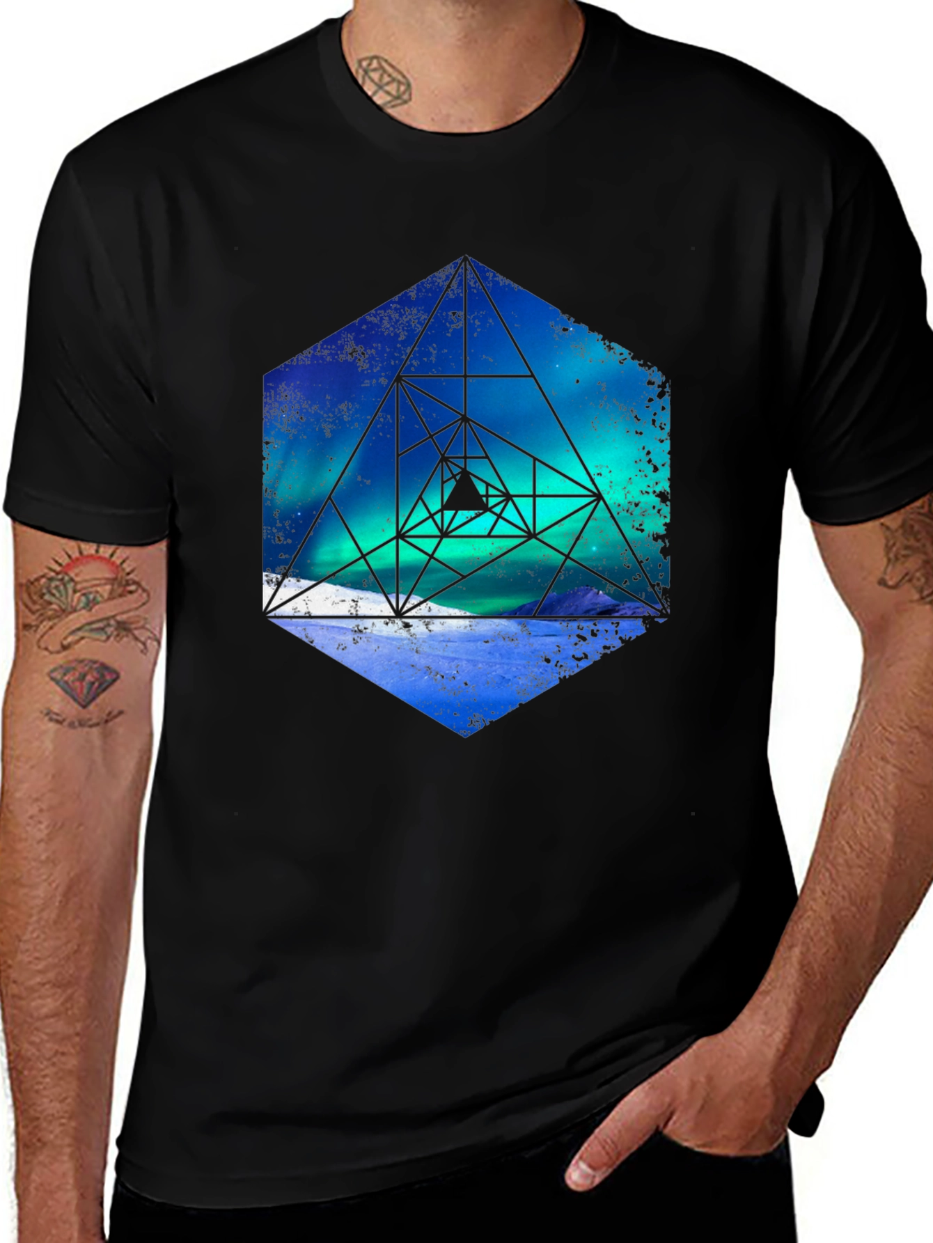 Geometric Aurora Graphic T-Shirt