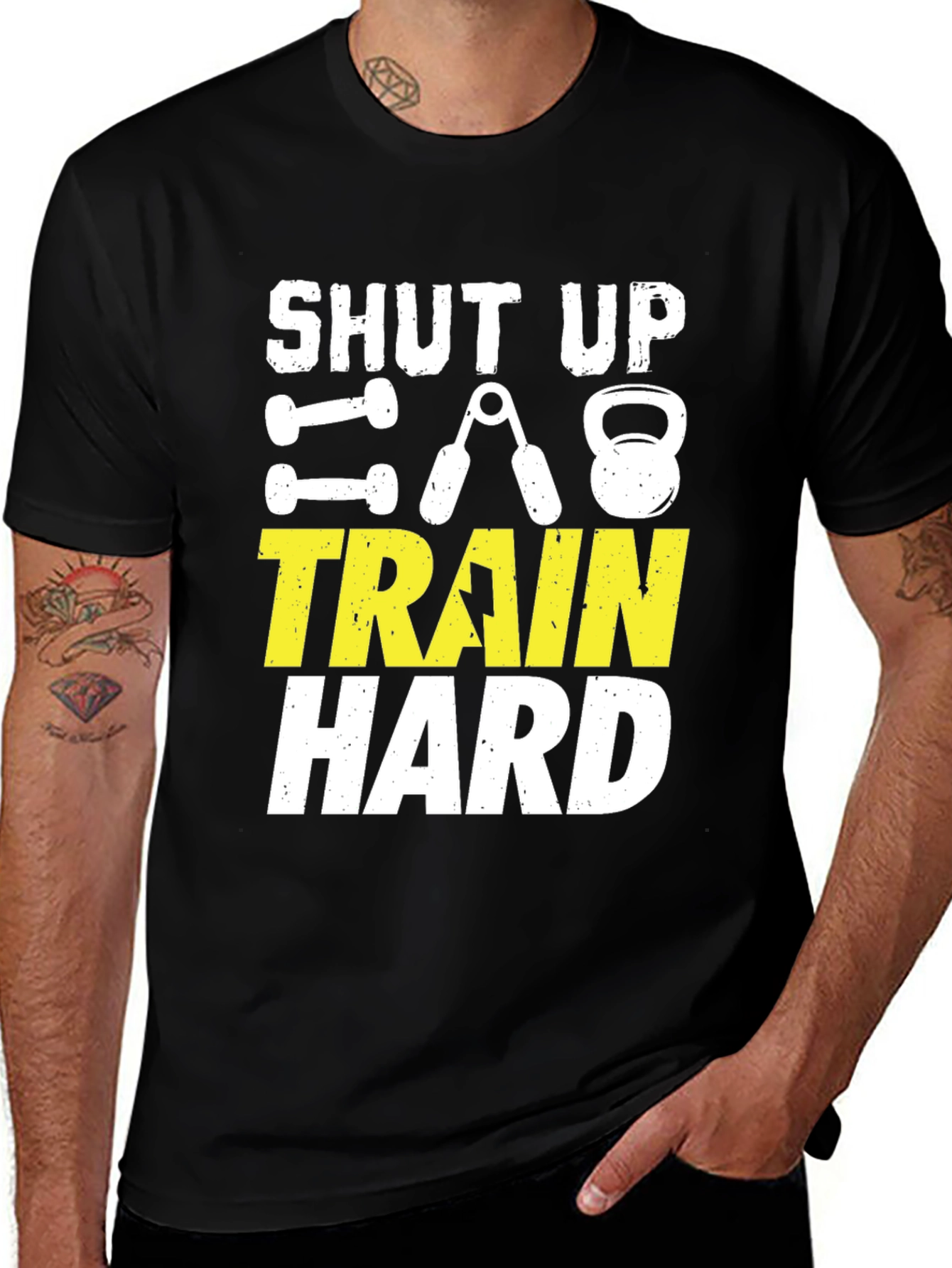 Shut Up Train Hard Black Graphic Tee