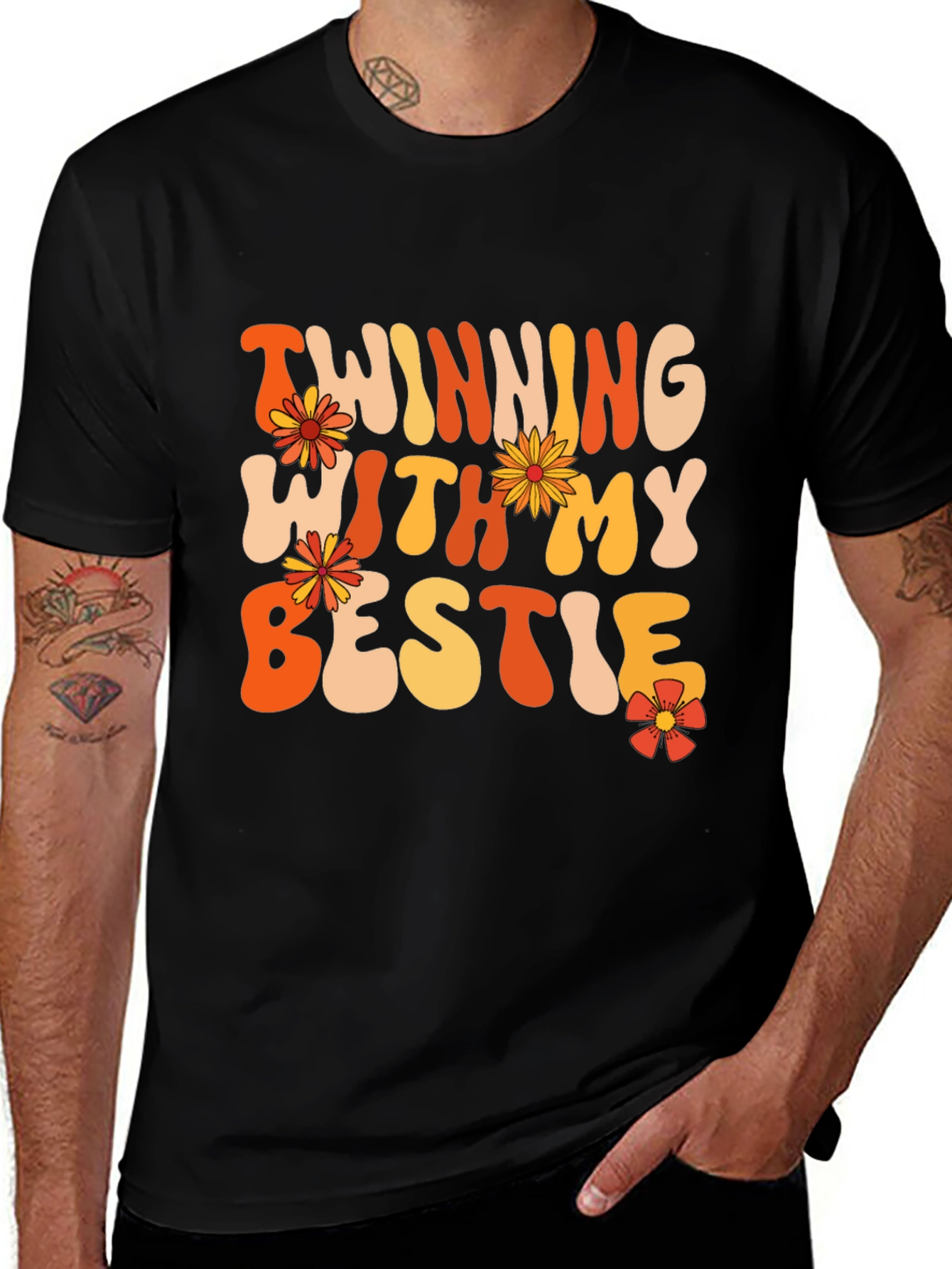 Variant 27 of Twinning With My Bestie Black Graphic Tee
