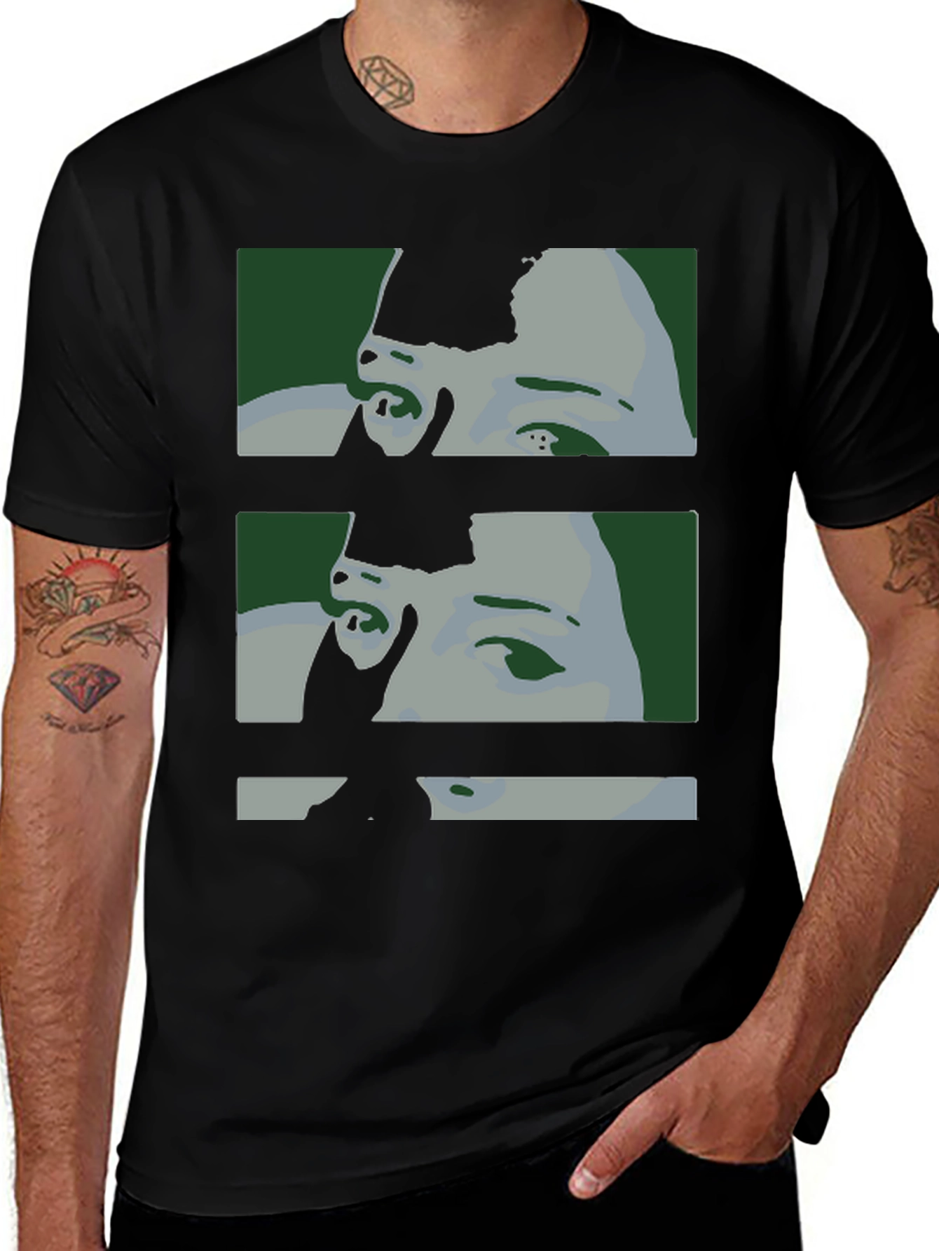 Black Abstract Face Graphic Tee - Black main image