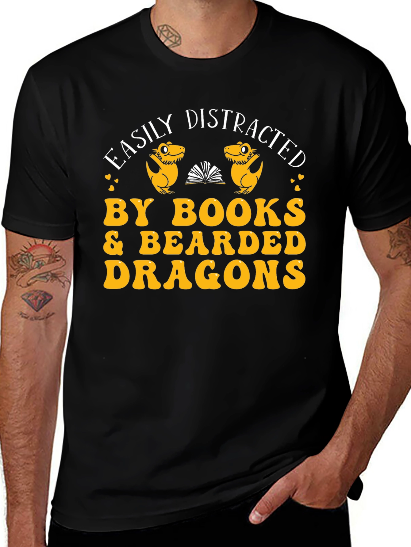 Easily Distracted By Books & Bearded Dragons Graphic Tee