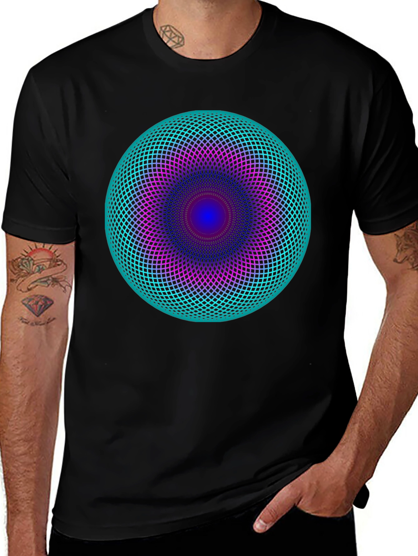 Variant 4 of Geometric Sphere Graphic Tee - Stylish Men's Black T-Shirt