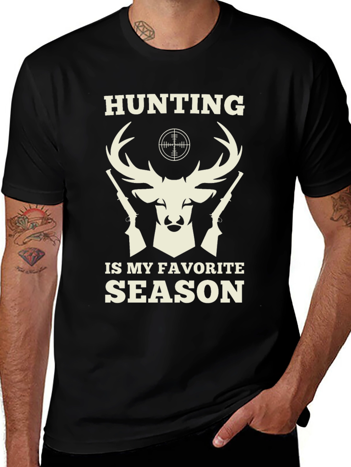 Variant 20 of Hunting Season Tee - Deer and Rifle Design