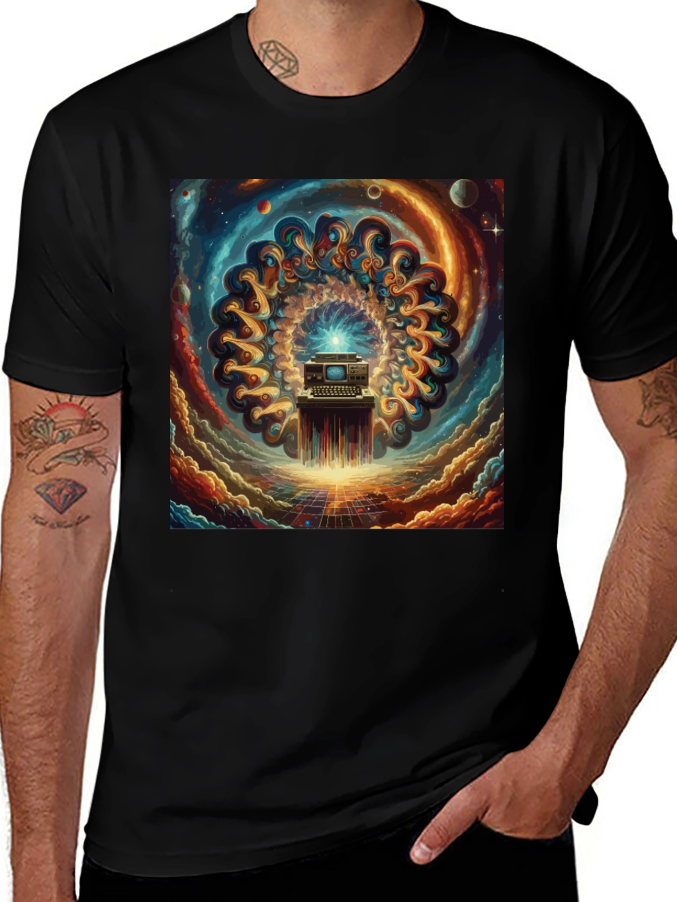 Variant 20 of Retro Future T-Shirt: Cosmic Computer Design