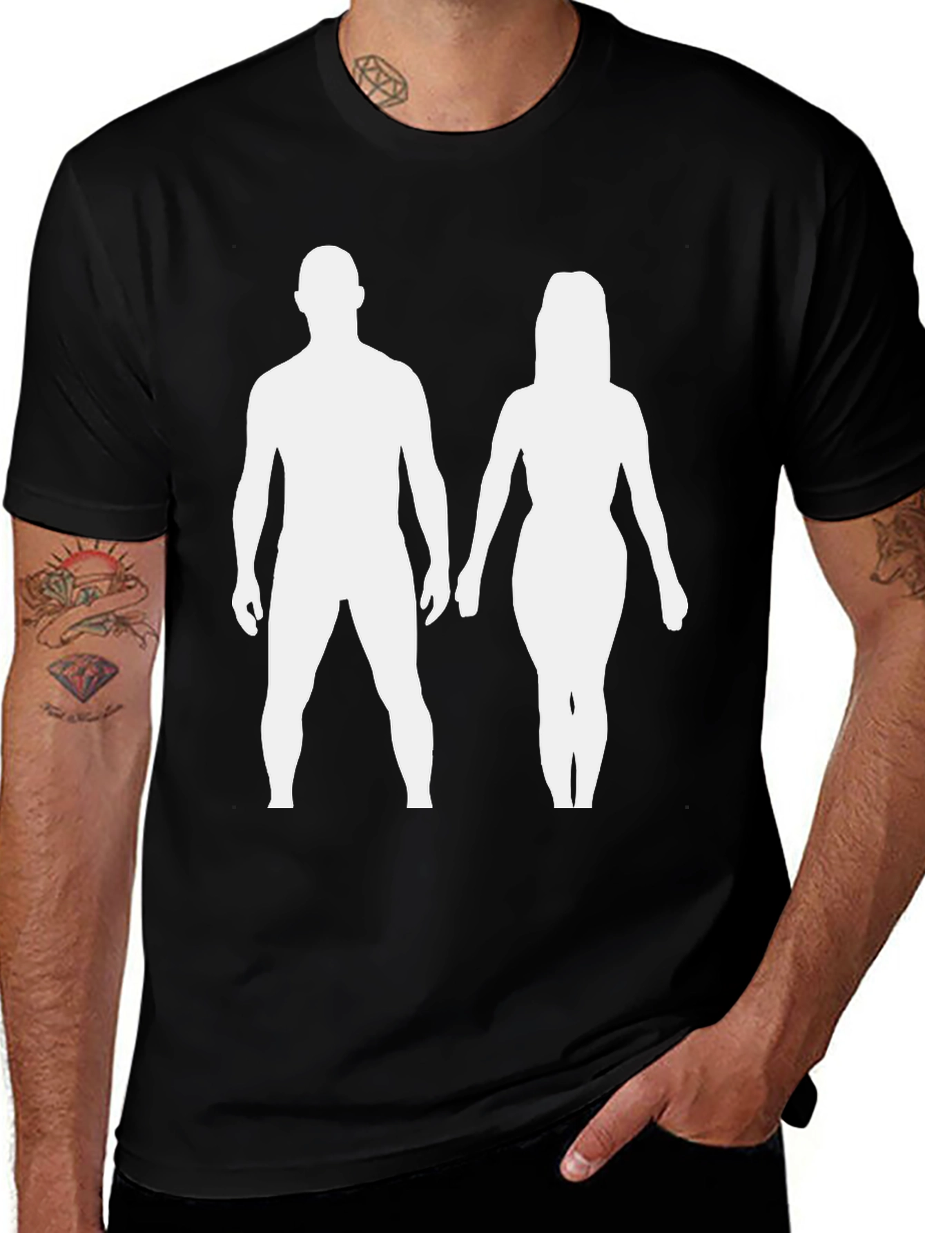 Variant 25 of Couple Silhouette Black T-Shirt