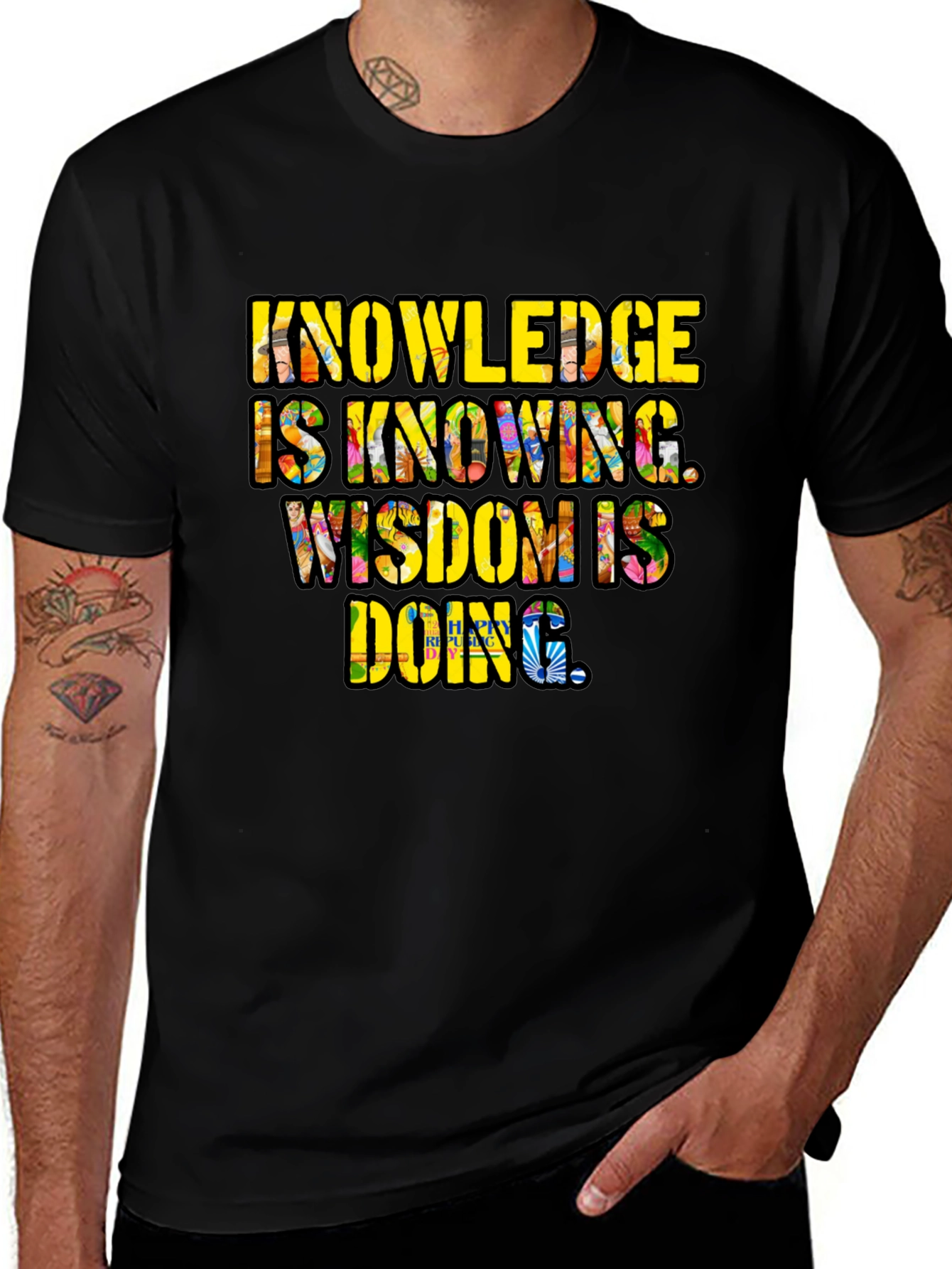 Variant 28 of Knowledge Wisdom Graphic Tee - Black