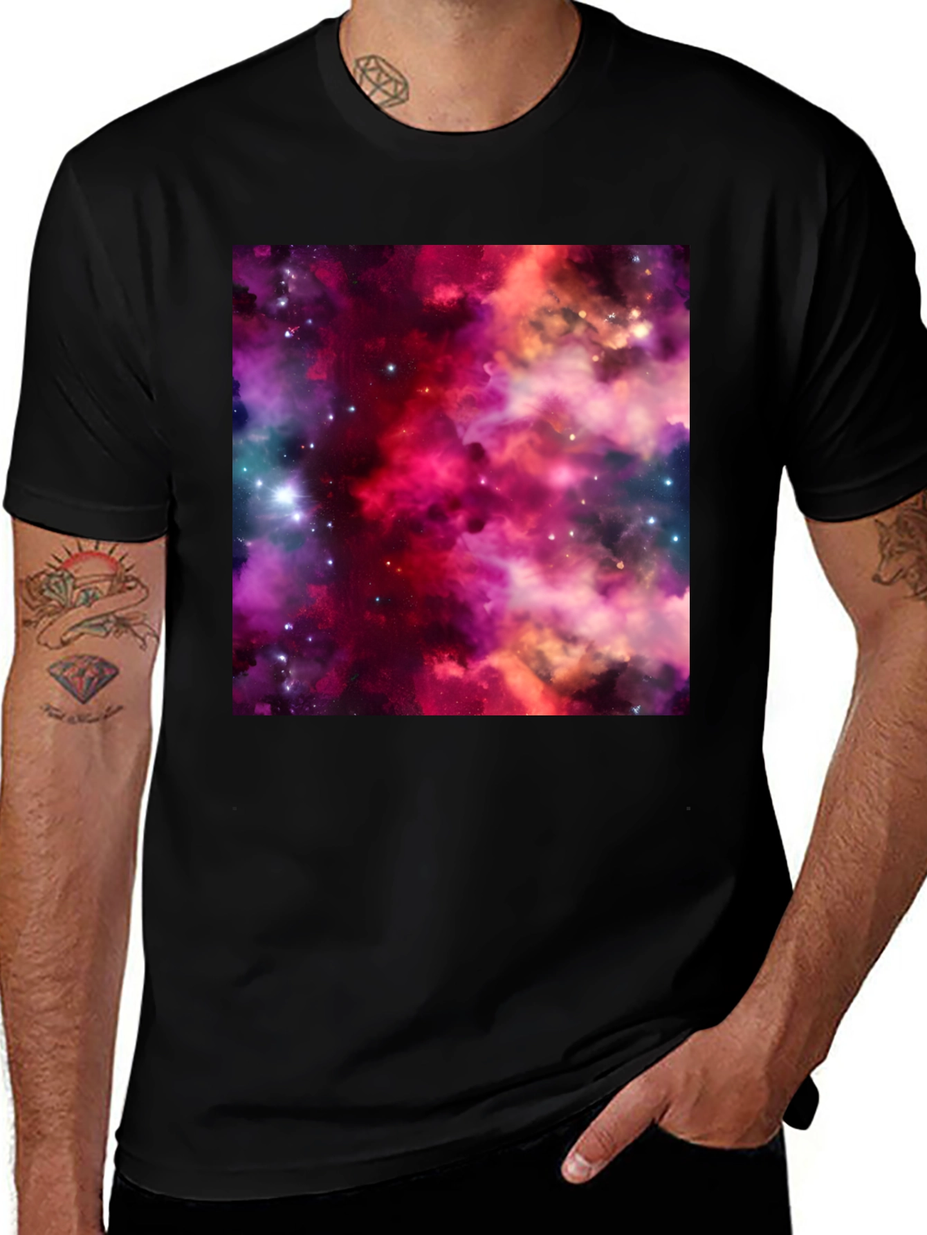 Variant 24 of Nebula Print Black T-Shirt