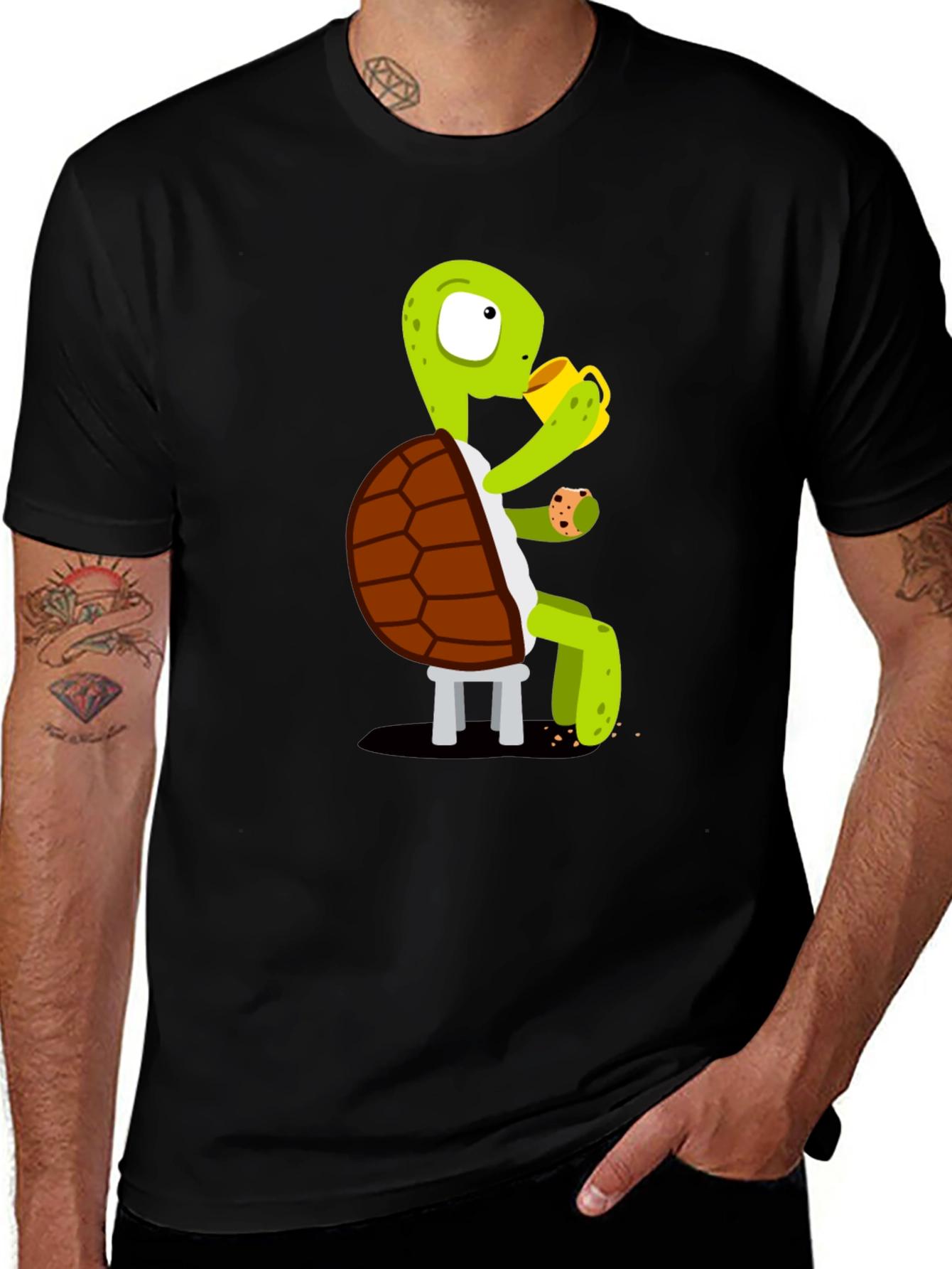 Variant 18 of Cartoon Turtle T-Shirt - Coffee & Cookies Graphic Tee