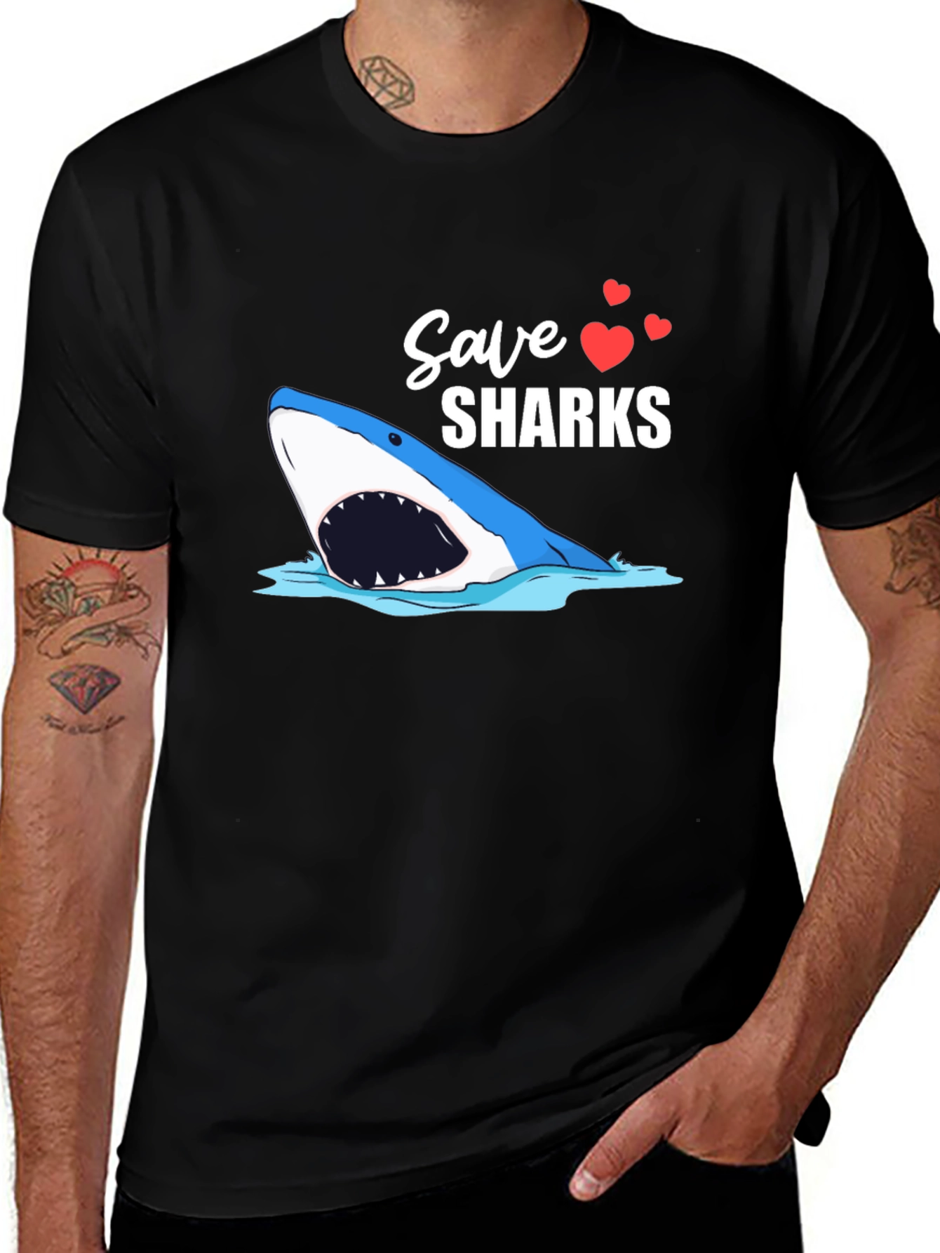 Variant 3 of Save Sharks Graphic T-Shirt - Marine Conservation Tee