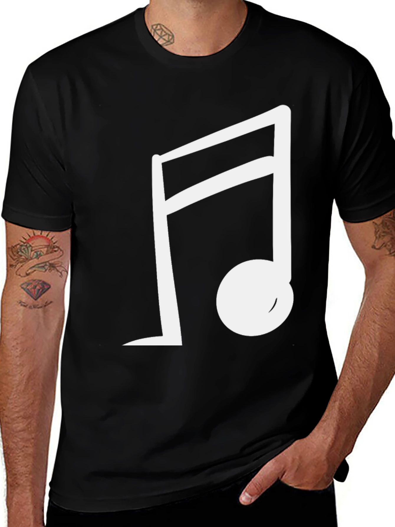 Variant 12 of Musical Note Graphic Tee - Black Cotton T-Shirt